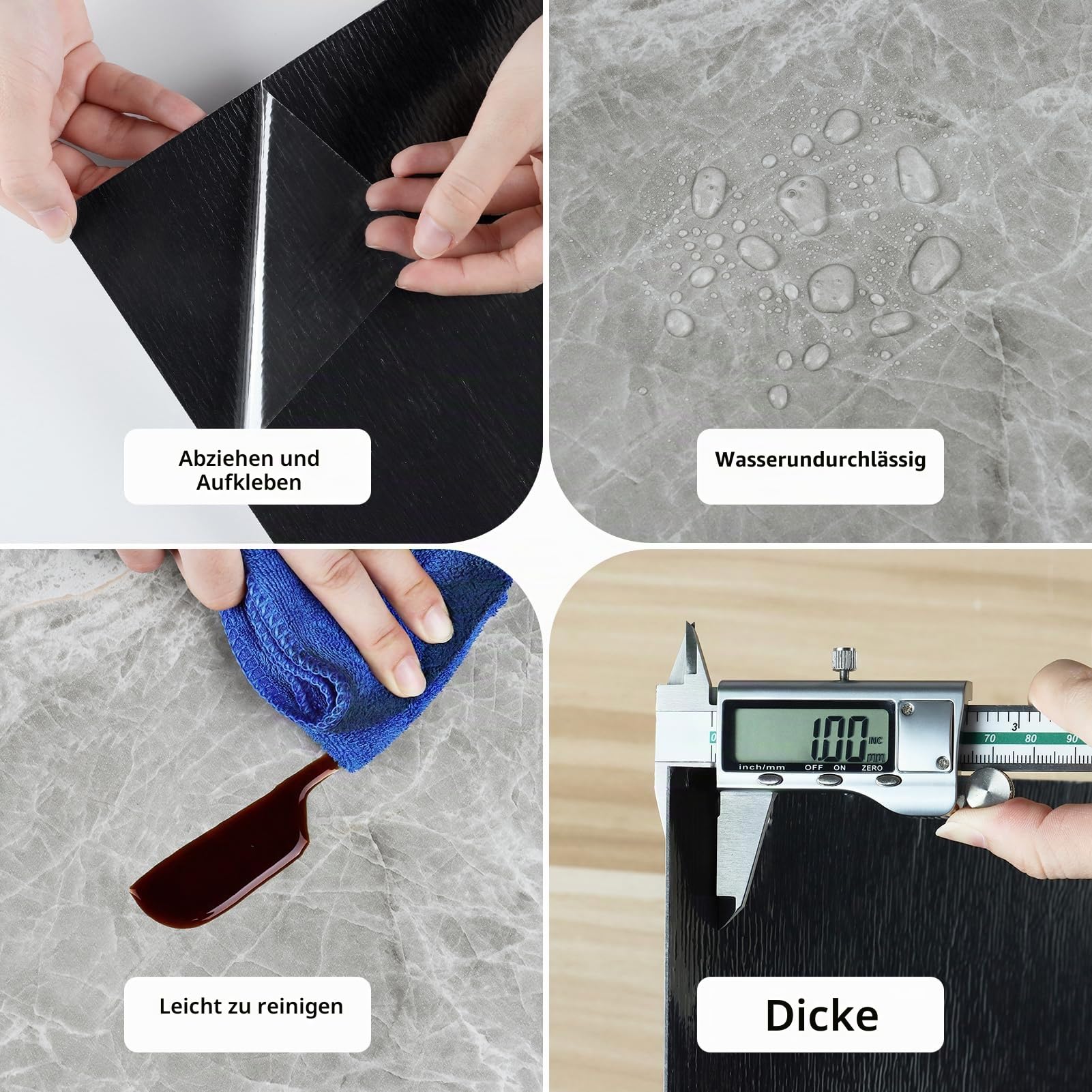 Vinylboden Selbstklebend Laminatboden 24 Stück PVC Bodenbelag Fliesenoptik Grau Selbstklebende Fliesen Abwaschbare Klebefliesen Boden Küche Badezimmer Wasserfest Bodenfliesen Aufkleber