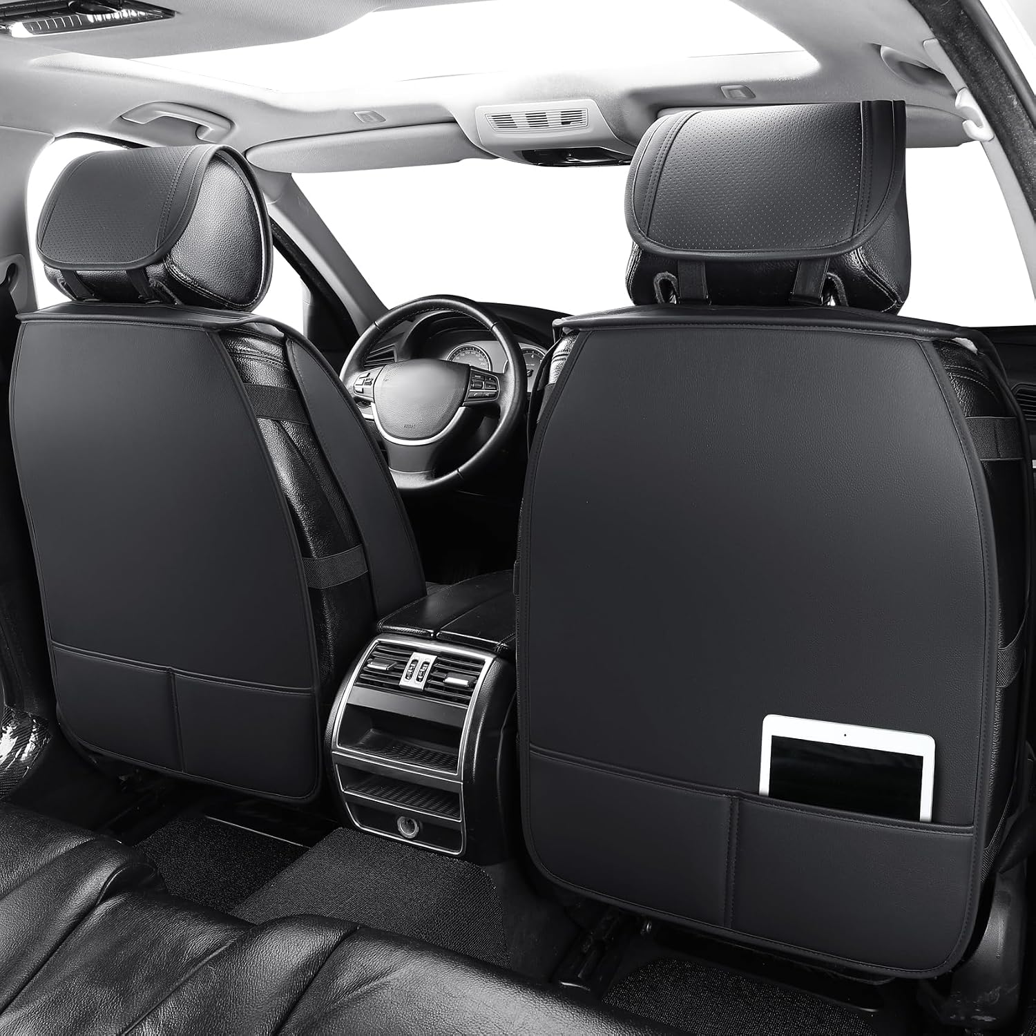 Tomatoman Airbag Safe Car Seat Covers Compatible with Ford Focus Waterproof Breathable Leatherette seat Protectors(Full Set/Black)