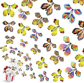 20 PCS Flying Butterfly Toy, Magic Wind Up Flying Butterfly Surprise Box Wind Up Butterfly Surprise Toy for Wedding Birthday Party Book and Greeting Cards(5 Styles)