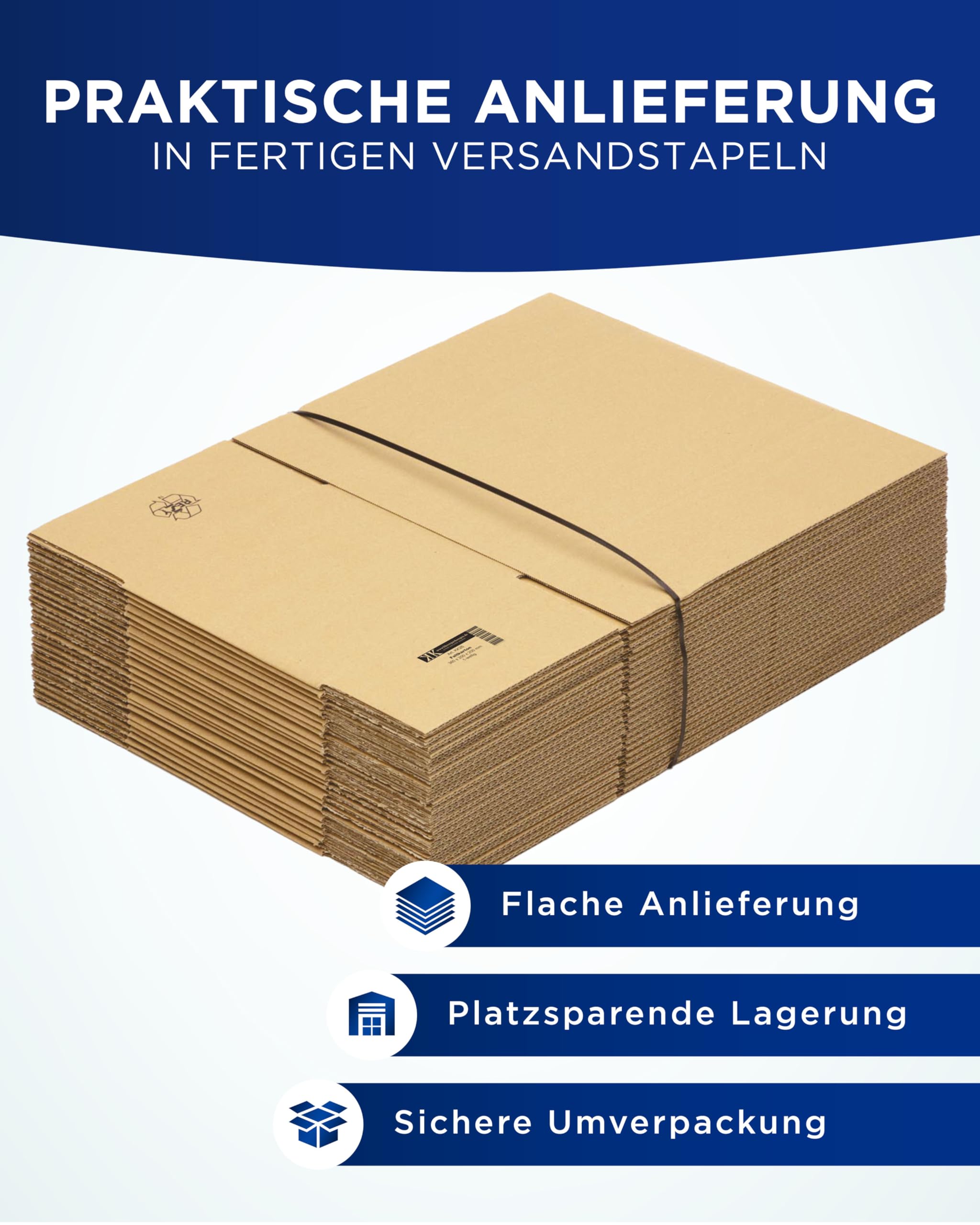 KK Verpackungen Versandkartons 360 x 200 x 200 mm Braun 1-wellig (Außenmaß 365 x 206 x 210 mm) | 500 Stück, Faltkartons Kartons geeignet für Versand als DHL Paket DPD Hermes GLS Paketklasse M (KK26)