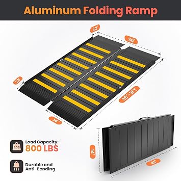 3FT Portable Wheelchair Ramp for Home, Folding, 3-9 in Rise Range