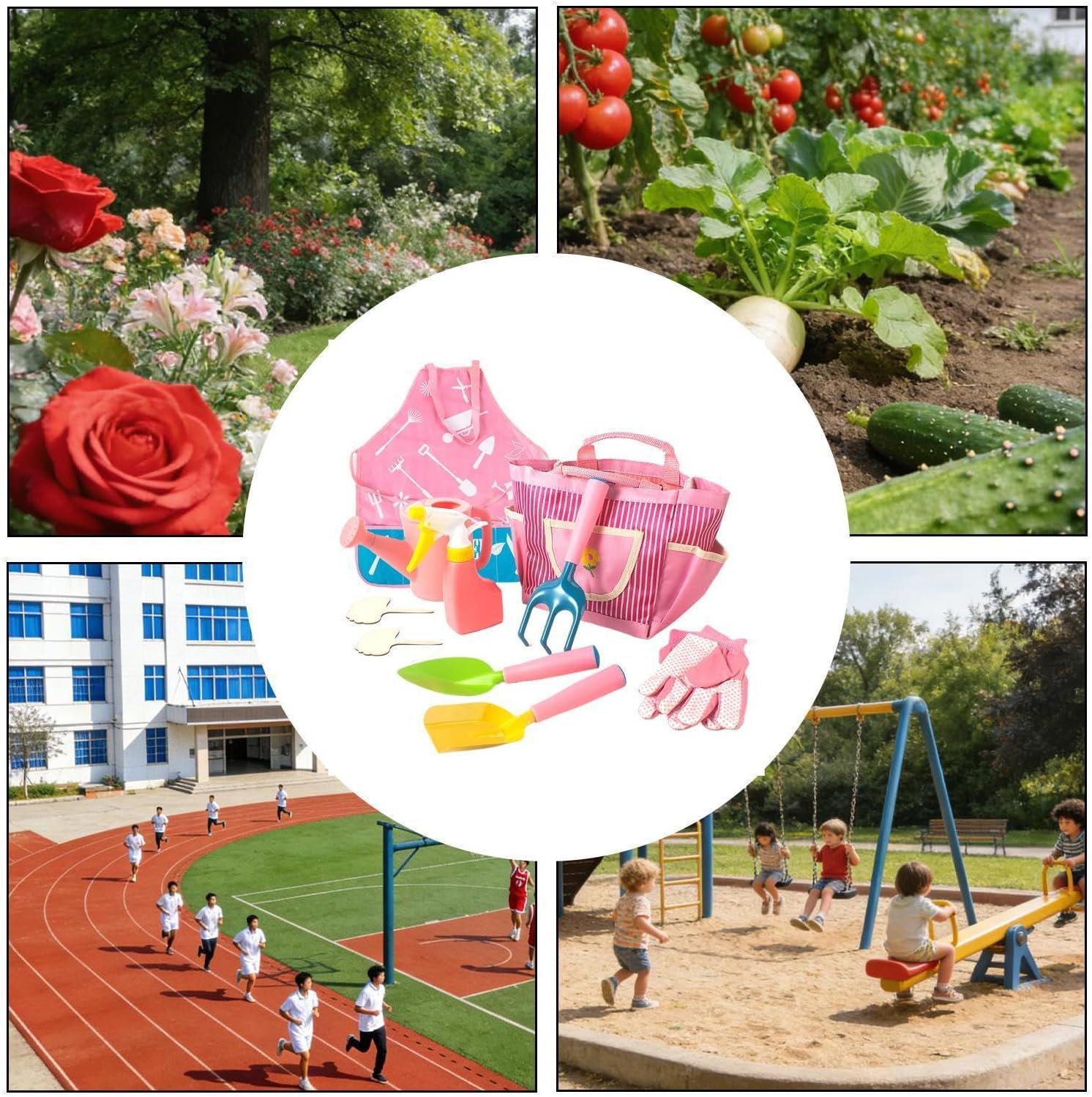 Kids Gardening Set – Iron ABS Cloth 650g | Kids Garden Tools Kit with Shovel Gloves Watering Can Apron and Storage Bag | Ergonomic Gardening Set Boys Home Daycare Kindergarten