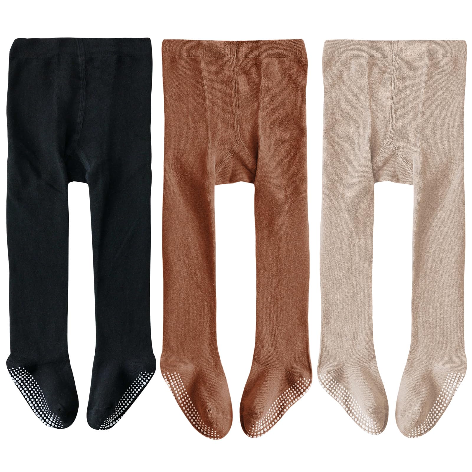 EPEIUS Baby Tights Baby Girls Non-Slip Plain/Ribbed Leggings Seamless Cotton Stockings Pantyhose Newborn Infant Toddler