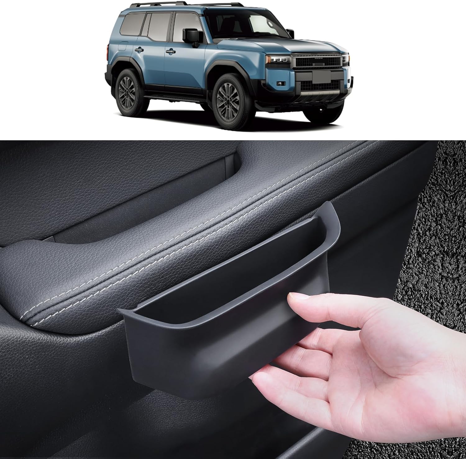 Car Door Storage Box Silica Gel Pad for 2024-2026 Toyota Land Cruiser 250 1958 Prado Lc250 Door Side Storage Tray Non-Slip Dustproof Interior Modification Accessories (Upper Storage Box)