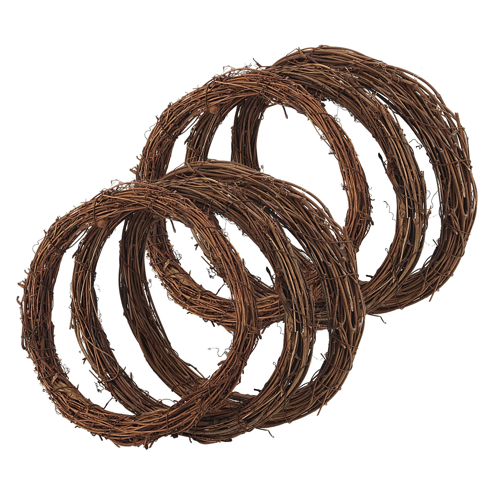 Jiayuet Brown 6 Pcs 25Cm Natural Grapevine Rattan Wreaths, 10 Inch Vine Branch Wreath, Diy Crafts Hanging Rattan Wreaths For Door Window Decorations, Wedding Party