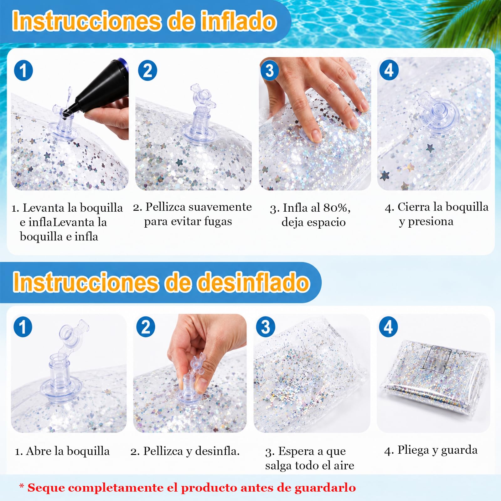 CYFIE Colchoneta Piscina 4 en 1, Hamaca Inflable Adultos 110x68cm, Flotadores Hinchables para Piscina con Asiento para Sentarse Tumbarse Montar y Derivar en Agua, Plegable con Bomba y Parche