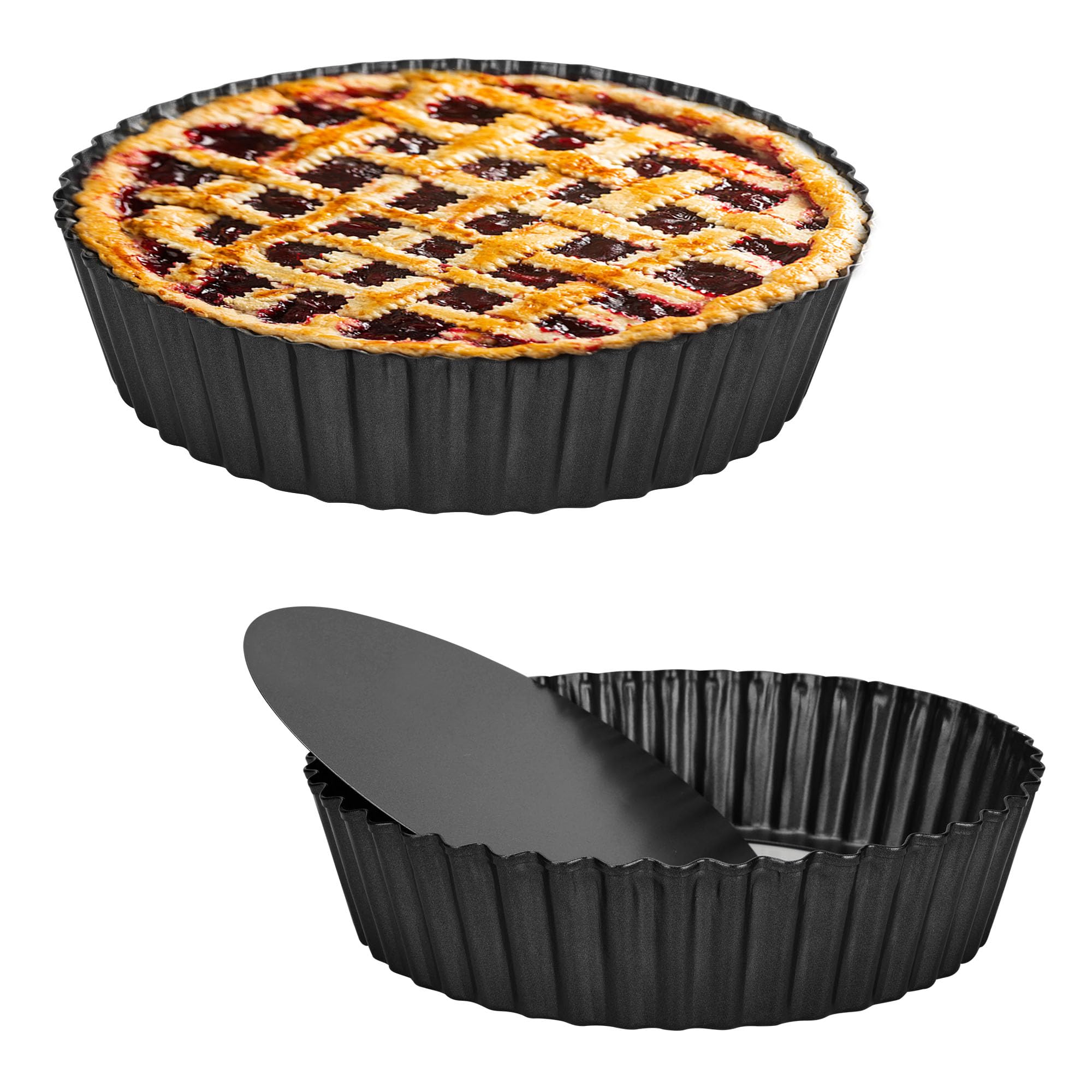 AZKEEGREY 2 Pack 26 CM Deep Quiche Dishes with Loose Base, Non-Stick