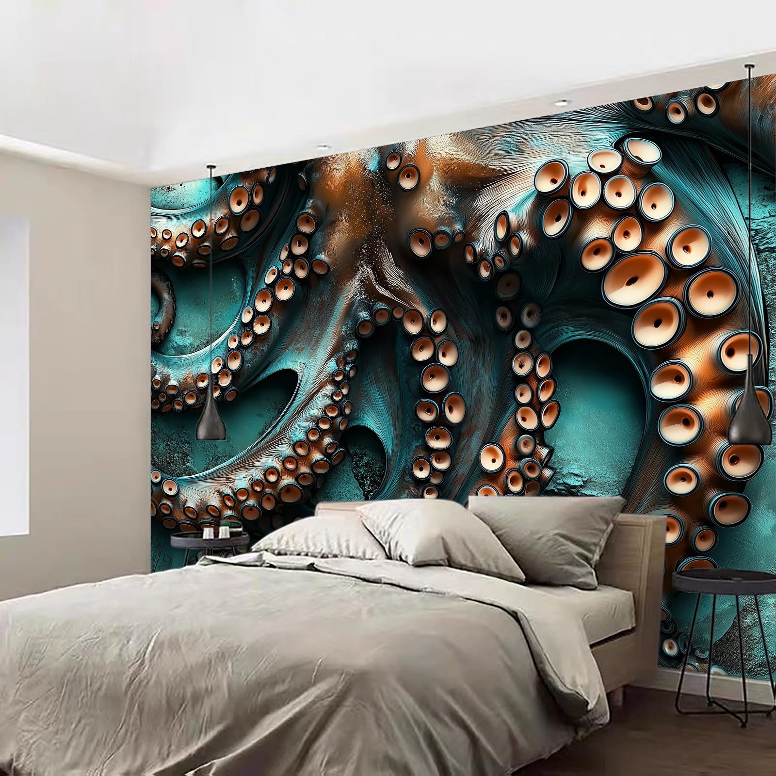 Art Fototapety surrealizm, włóknina, malowidło ścienne, podwodne zwierzątko, ośmiornica, macki, tapeta ścienna do salonu, sypialni, biura, korytarza, 350 x 256 cm (szer. x wys.), obraz ścienny
