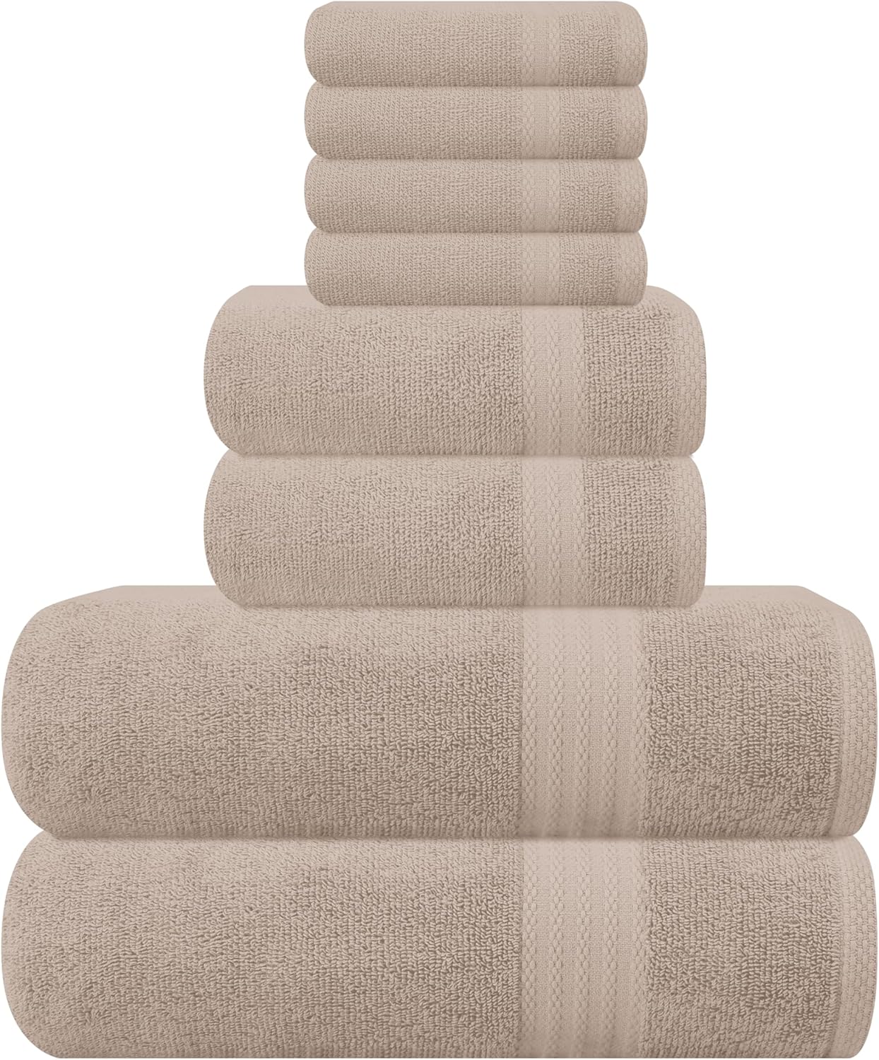 GLAMBURG Ultra Soft 8-Piece Towel Set – 100% Pure Ringspun Cotton, Contains 2 Oversized Bath Towels 27×54, 2 Hand Towels 16×28, 4 Wash Cloths 13×13 – Ideal for Everyday use, Hotel & Spa – Tan GLAMBURG Ultra Soft 8-Piece Towel Set – 100% Pure Ringspun Cotton, Contains 2 Oversized Bath Towels 27×54, 2 Hand Towels 16×28, 4 Wash Cloths 13×13 – Ideal for Everyday use, Hotel & Spa – Tan