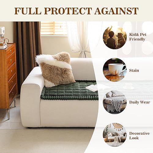 Miniatura 3 de MYSKY HOME Fundas para sofá de 3 cojines, aptas para mascotas, fundas de sofá lavables para mascotas, fundas protectoras de muebles, fundas