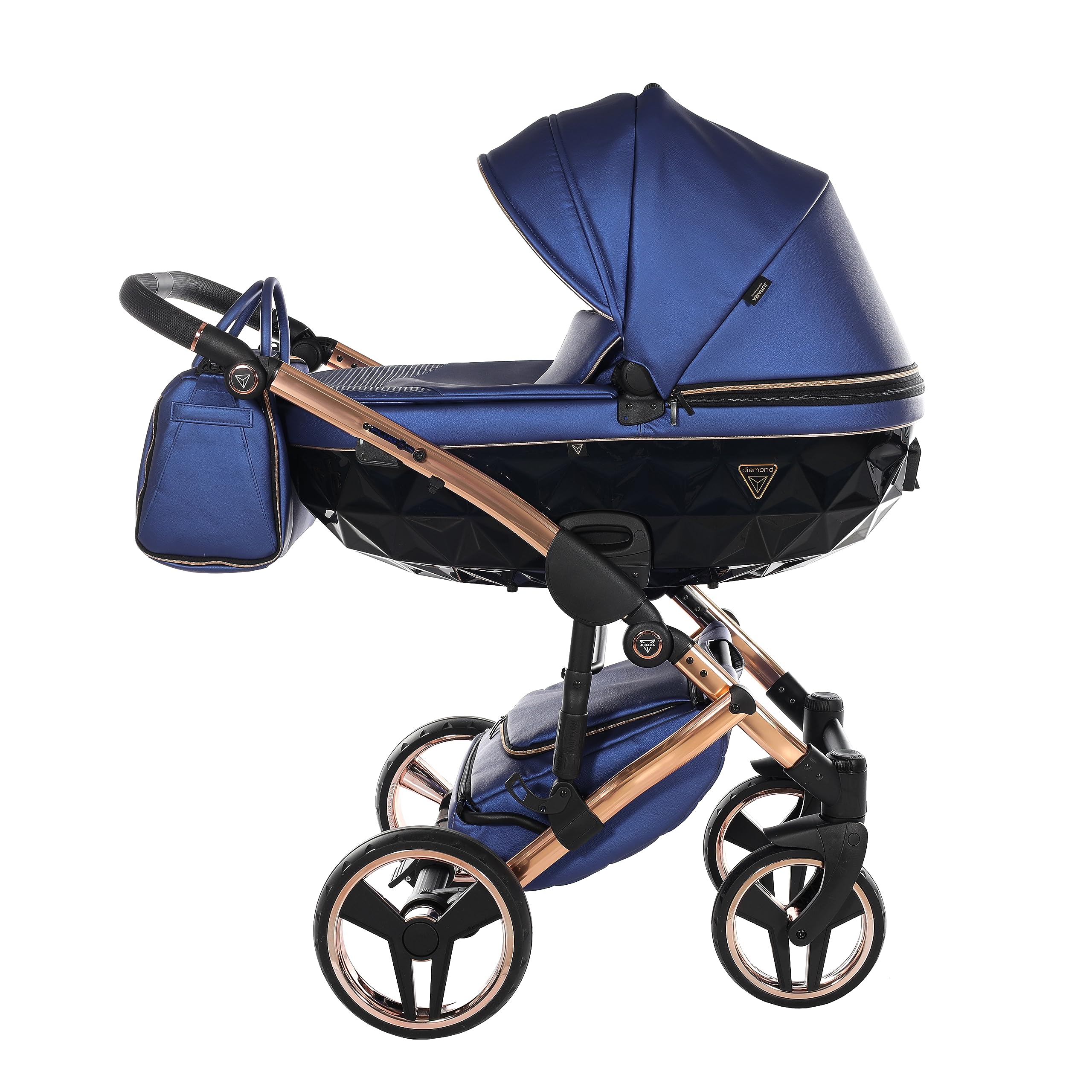 Junama Passeggino TRIO Diamond Fluo 01 Blu e Rame - 2in1 3in1 4in1 + ombrellino (2 in 1 con Adattatori)