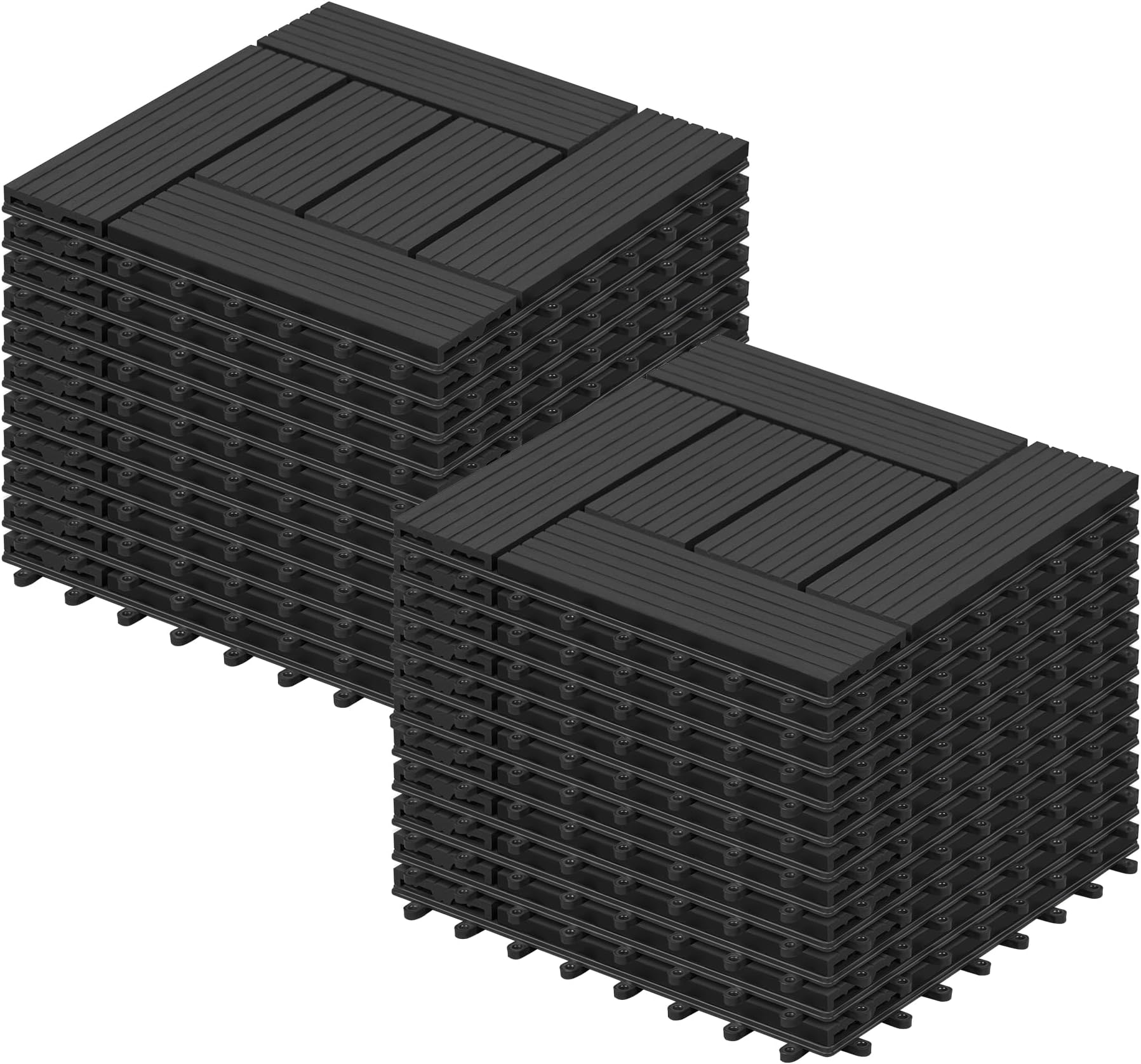 22 Pcs WPC Decking Tiles Wood Plastic Composite Interlocking Flooring Garden Patio Balcony Terrace Hot Tub Decking Anthracite 30 x 30 cm (2 m²)