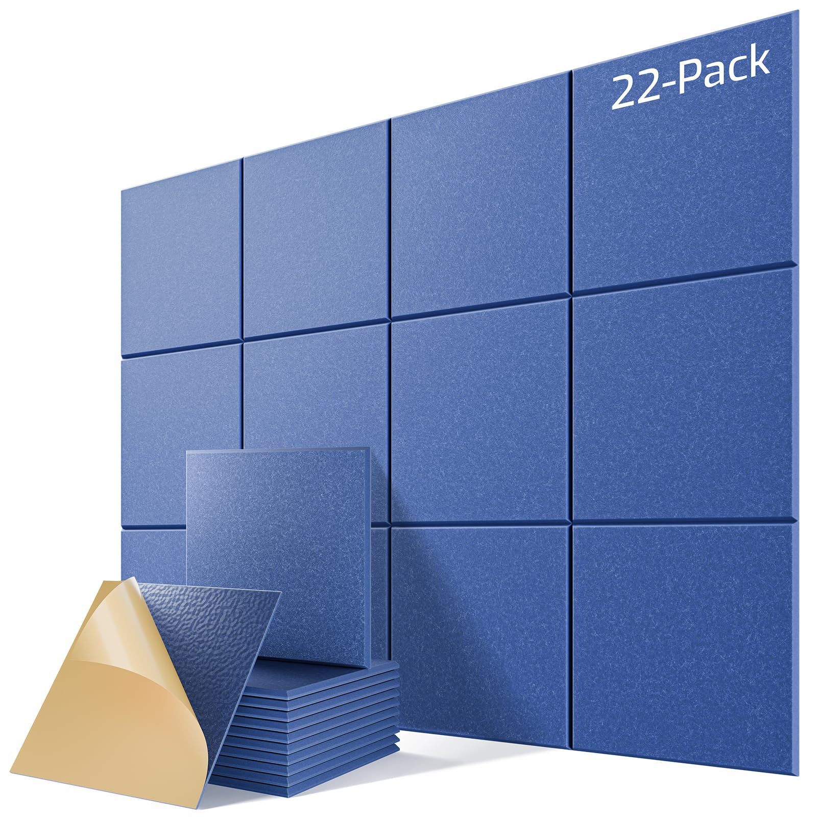 22 Pack Self-Adhesive Acoustic Panels, 12" X 12" X 0.4" High-Density Sound Proof Foam Panels for Walls, Soundproof Wall Panels for Home &amp; Office (Sky Blue)