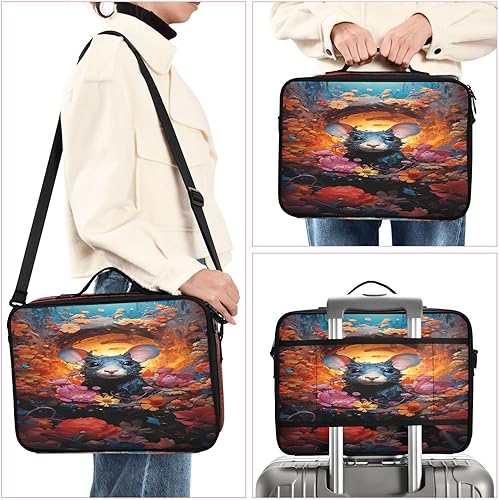 Miniatura 6 de Bolsa de maquillaje de arte de ratón y flor, bolsa de cosméticos portátil, kit de viaje, bolsa organizadora, estuche de tren, bolsa de maquillaje,