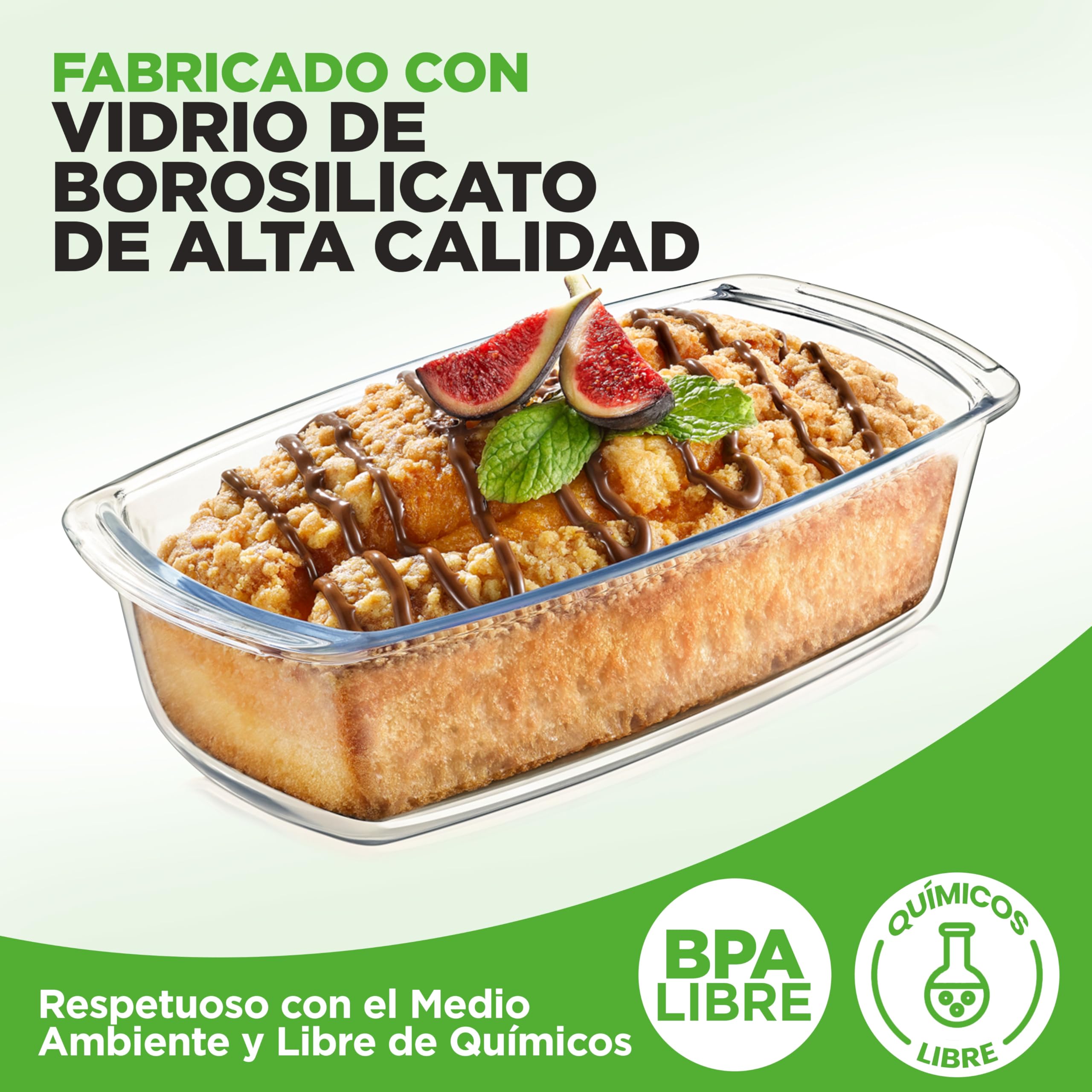 Nutrichef Moldes Rectangulares para Pan con Tapas Herméticas, Set de 4 Piezas, Tuppers de Cristal Resistentes Apilables, Aptos para Horno, Microondas, Lavajillas y Congelador, Libres de BPA, 1.83 L