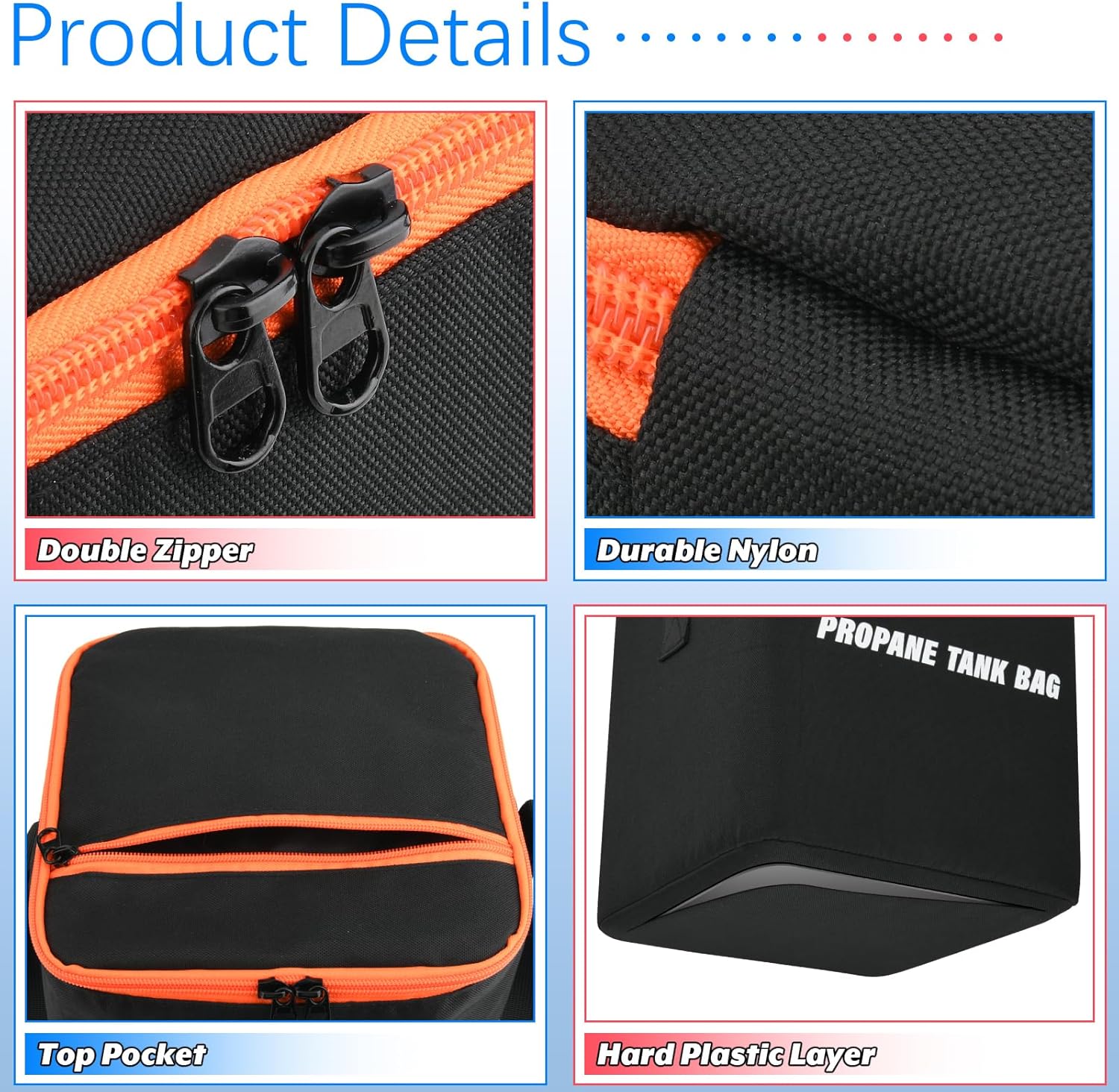 Carry Bag for 1LB Propane Tank, Small Propane Cylinder Storage Bag Holds 4 Gas Tank 16 OZ, Portable Fuel ​Cylinder Carrying Case with Padding for Camping Picnic Cooking (Case Only) - Image 3