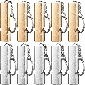 Pack of 10 Whistle Emergency Whistle Sports Lessons Whistle with Key Ring Trainer Whistle Sports Referee Whistle Metal Emergency Whistle Aluminium