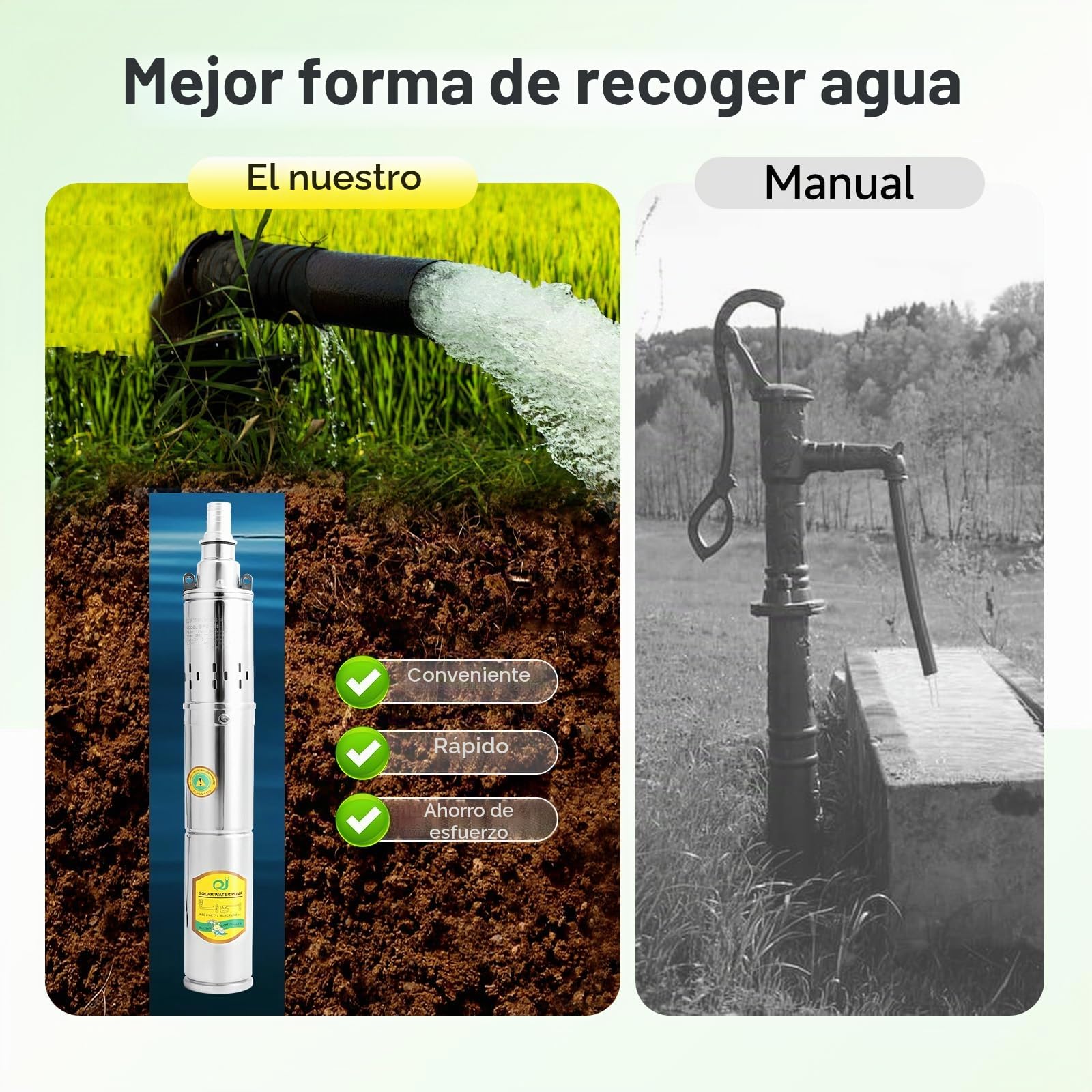 Bomba sumergible solar para fuentes, 24 V, 370 W, bomba de agua sumergible, 1800 l/h, bomba para fuente, fuente, máxima altura de 65 m