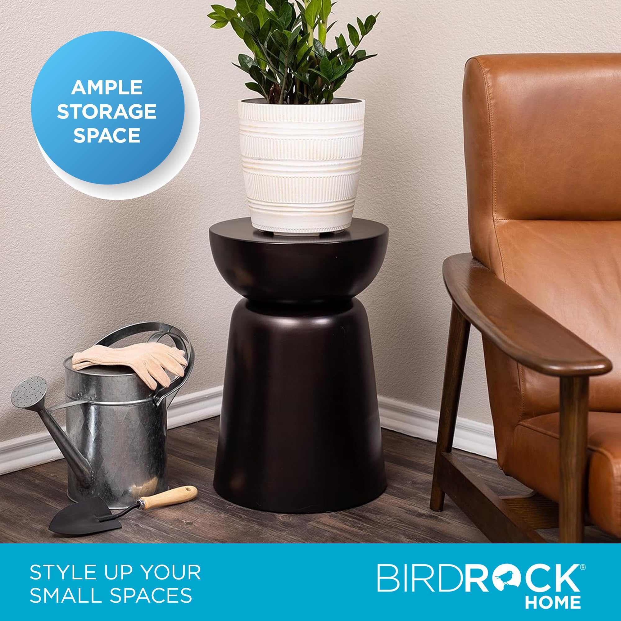 BIRDROCK HOME Metal Decorative Garden Stool and Outdoor Accent Side Table - Modern Industrial Round End Table for Home Furniture, Porch, Patio Decor, Garden, Deck - Dark Antique Bronze, 14" H x 14" D | Decorative Garden Stool, Modern Industrial Round End