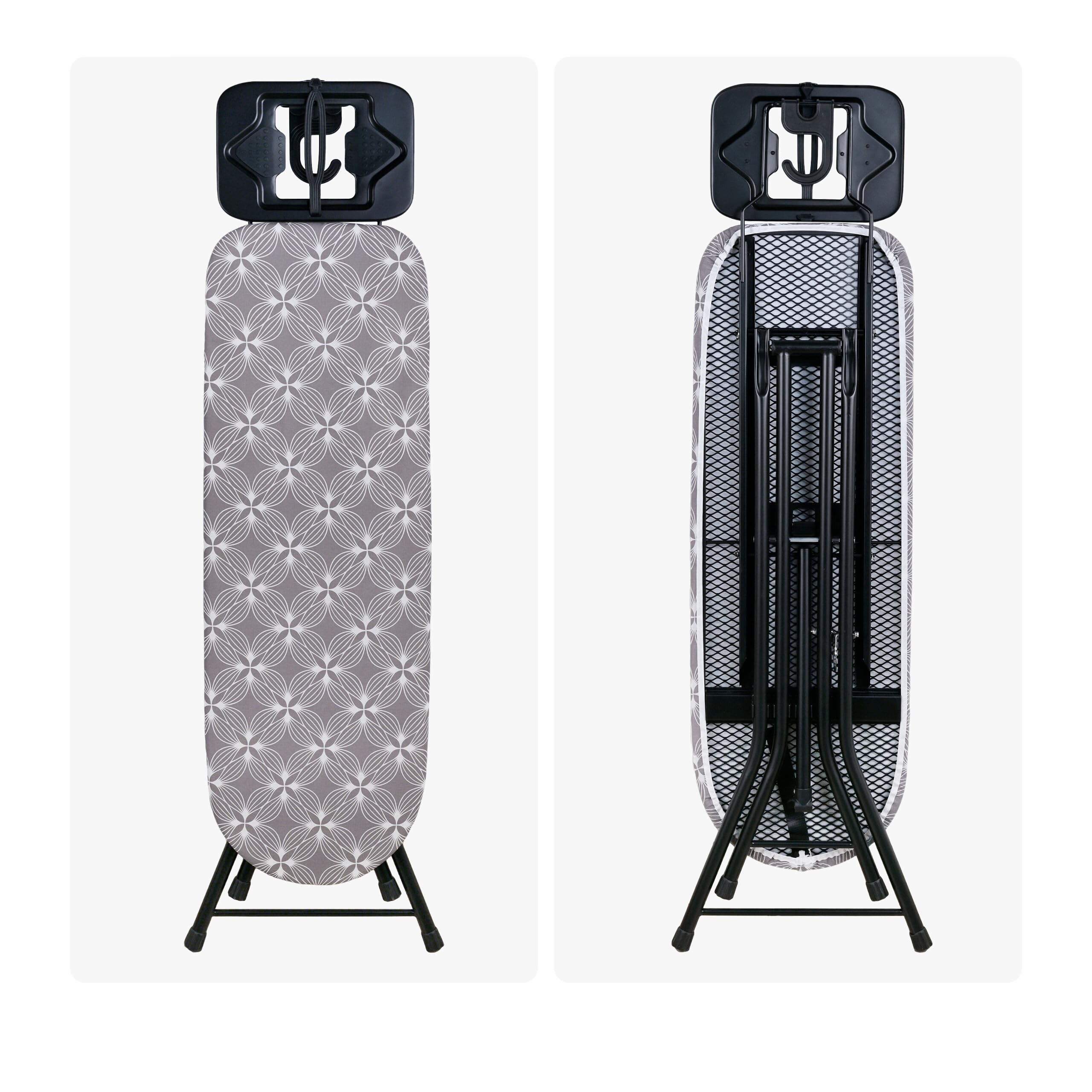Relaxdays Asse da stiro 2in1 per ferro da stiro e vaporizzatore, grigio | 109,5x35 cm, stazione pieghevole