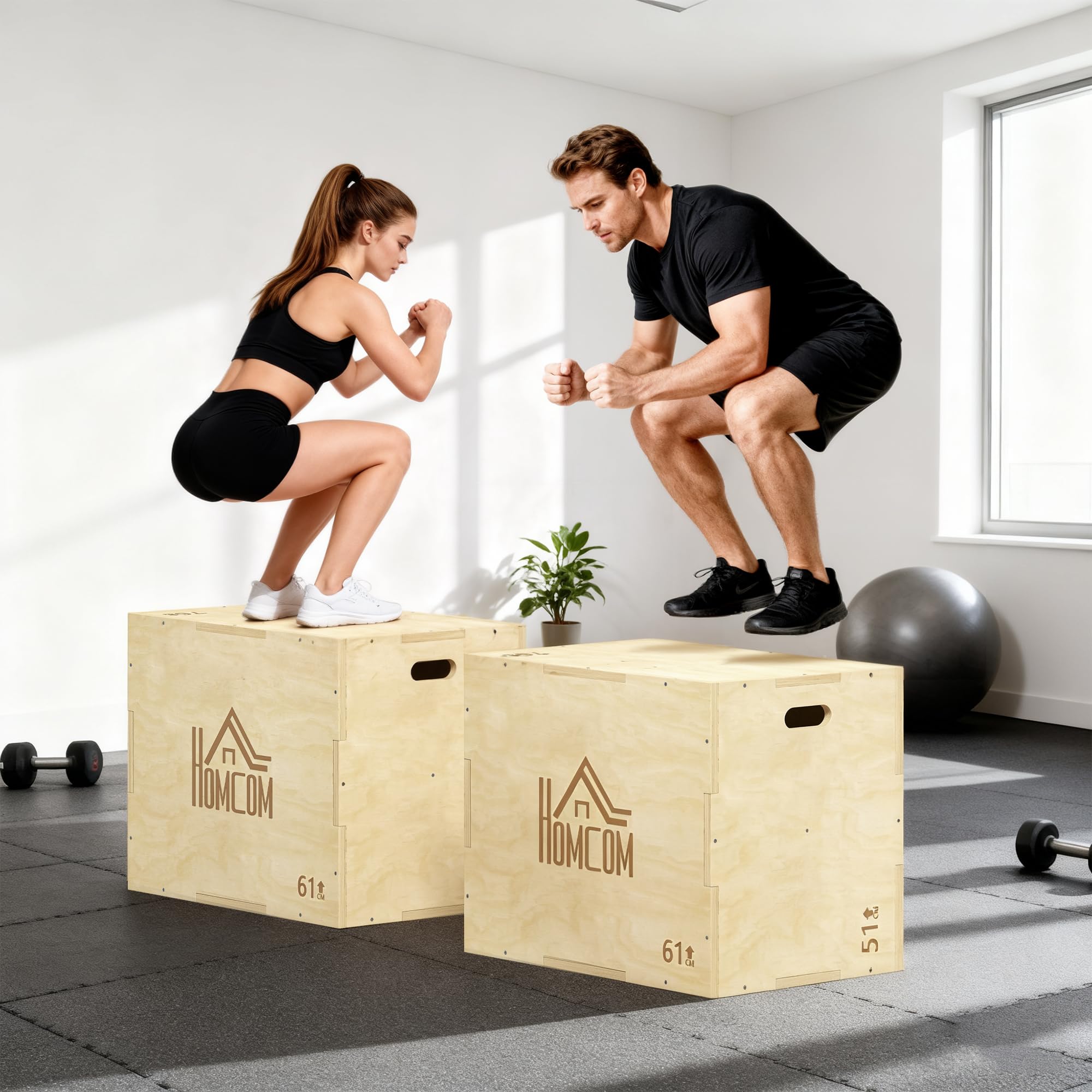 HOMCOM Box Jump pliométrie 3 en 1 Appareil boîte à Saut Musculation Fitness & entraînement croisé plyobox pour Box Training en Bois