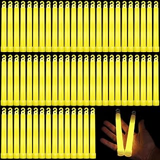 Sotiff 96 Pcs Bright 6 Inch Large Glow Sticks Bulk Emergency Glow in The Dark Sticks with 12 Hour Duration for Camping Hiking Outdoor Parties Activities Survival Storms (Yellow)