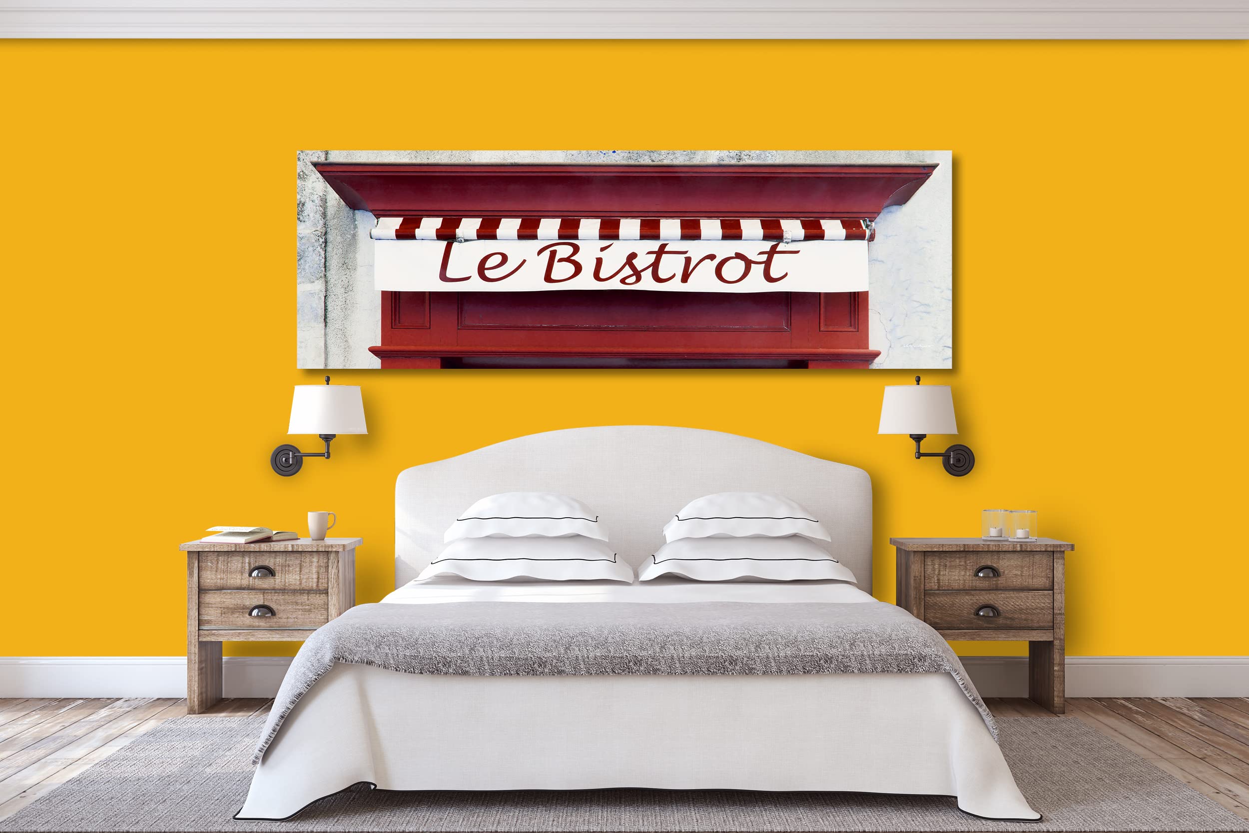 Glücksvilla - Bistrot rot (Acrylglas-Bild 5 mm, 150 x 50 cm) | div. Maße - aus DE - Kunstdruck XXL Deko Wandbild quer - Bistro Restaurant Bar Frankreich Paris