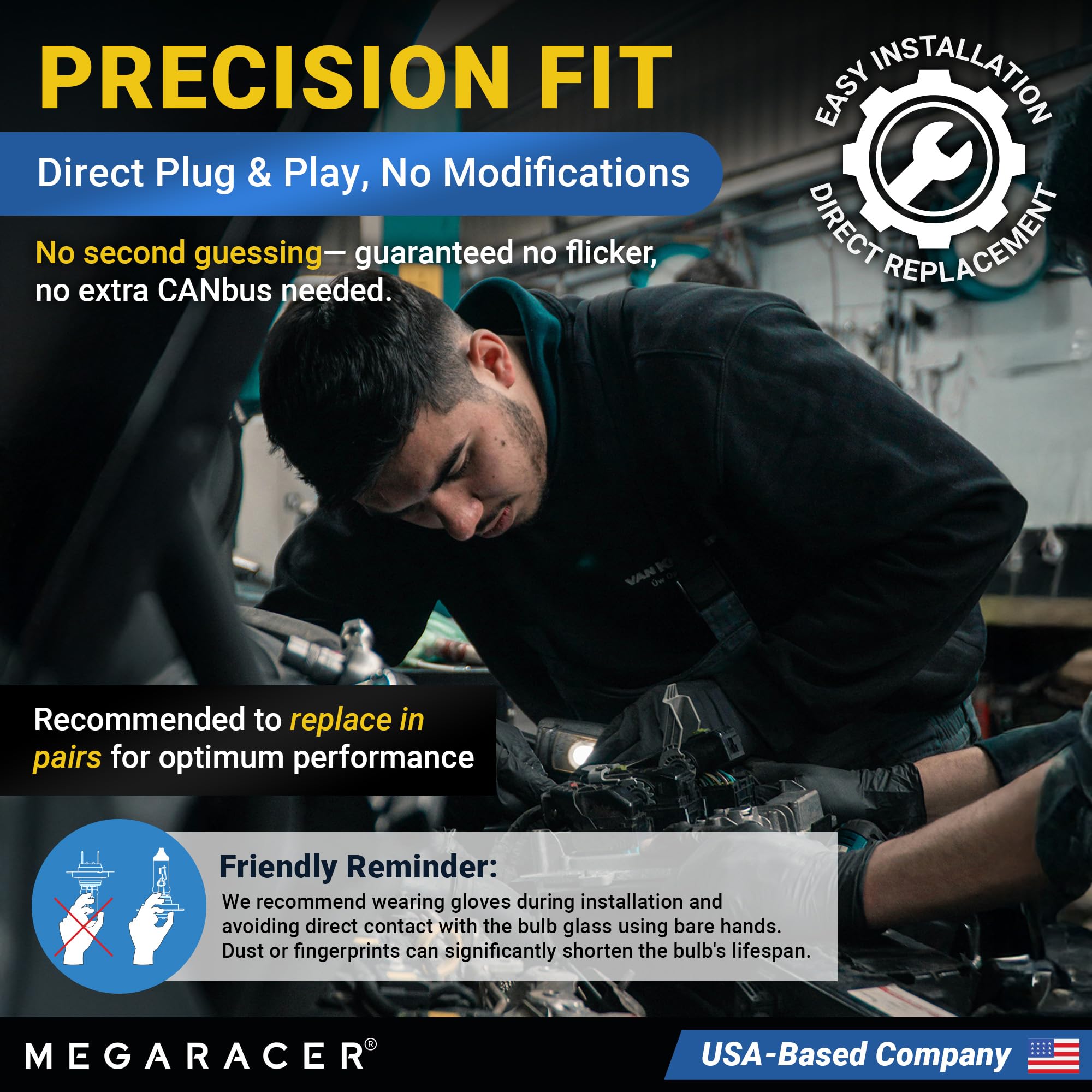 Mega Racer Premium OEM H11 Halogen Headlight Bulb (Low Beam) - Street-Legal & DOT Compliant for On-Road Use, Automotive Head Light Replacement for Car, 12V 55W, Plug & Play, Pack of 2 - Made in Korea — view 9