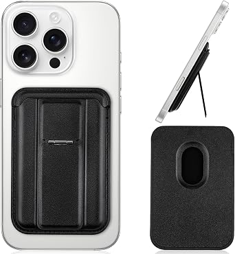 2025 New 2 in 1 Magnetic Wallet, for MagSafe Wallet with Adjustable Stand, Minimalist & Slim Magnetic Card Holder for iPhone 16/15/14/13/12 Series, Mag Safe Wallets Vegan Leather, Black