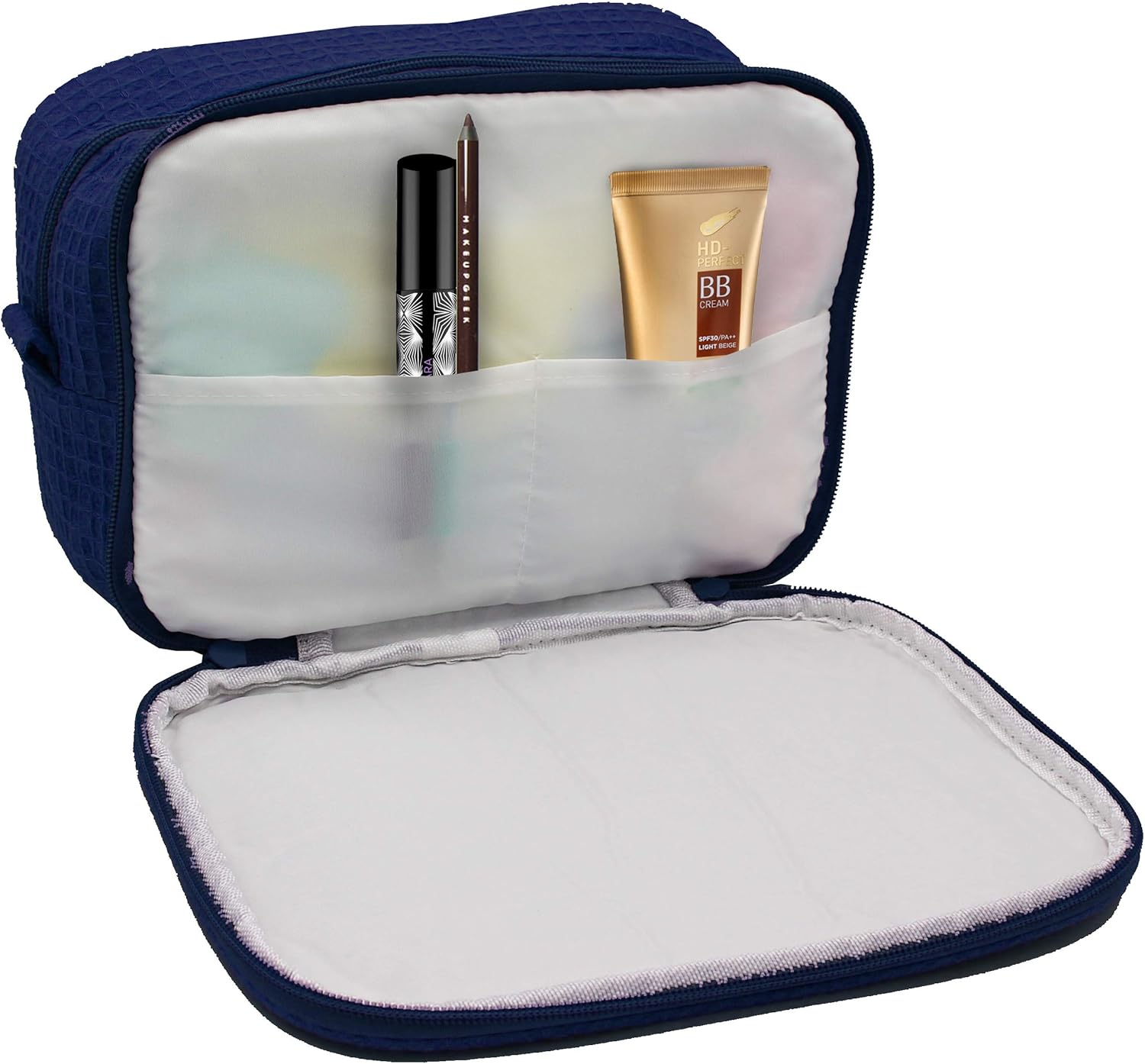 The Wedding Party Store Personalized Makeup Bag - Bridesmaid Make Up Cosmetic Case - Monogrammed and Embroidered (Navy Blue)