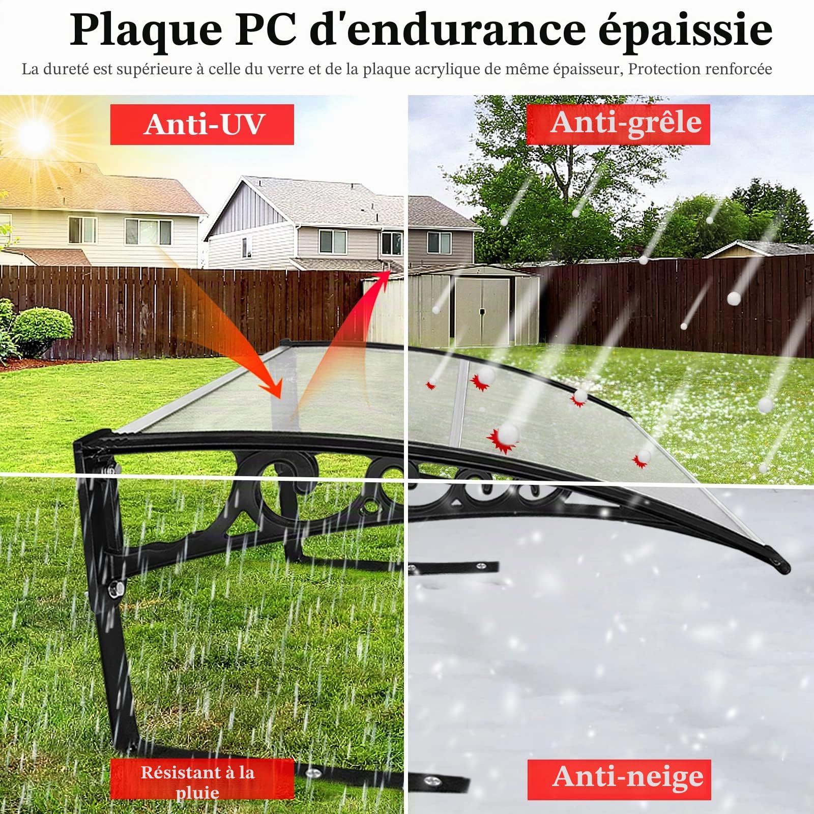 LZQ Garage pour robot tondeuse - Toit de carport en polycarbonate - Protection contre la pluie, la grêle et les rayons UV - Pour robot tondeuse et tondeuse à gazon 103 x 81 x 45 cm