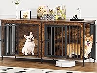 Vista 1 de EasyCom - Mueble jaula para 1 o 2 perros, individual o doble, resistente jaula para interiores, base para televisión, mediano, 63 pulgadas de largo