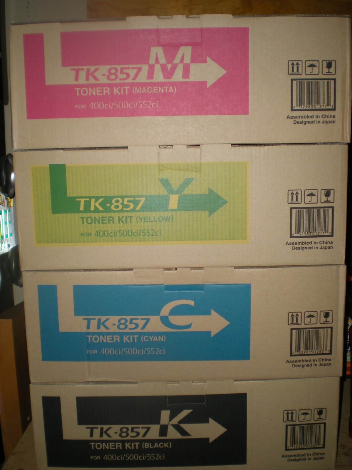 OEM Kyocera TK-857 CMYK Toner Set, Total 4 Ct. for models 400Ci, 500Ci, 552Ci