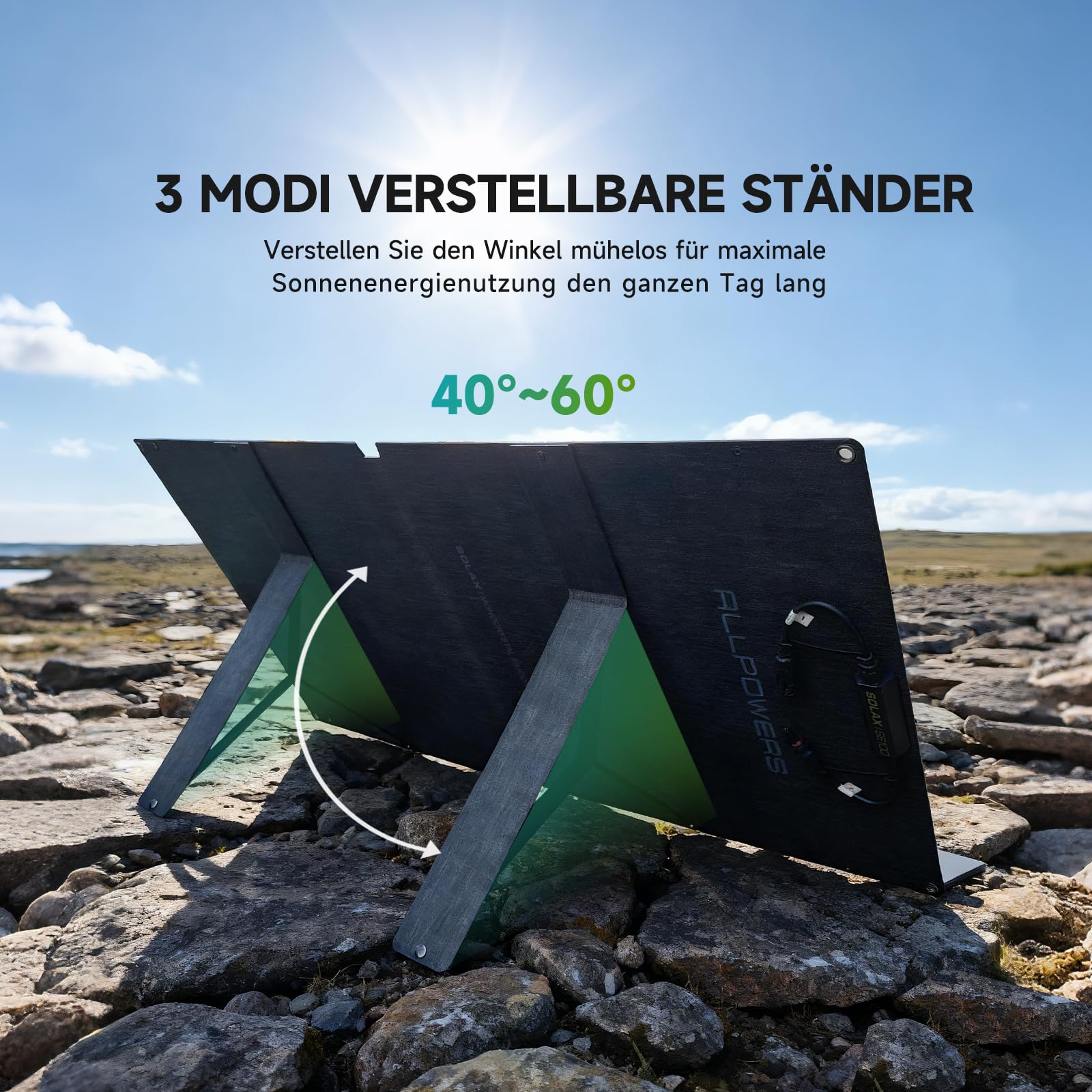 ALLPOWERS 100W Solar Panel SE100, IP68 Faltbares Solarpanel, 25% Wirkungsgrad Monokristalline Solarmodule für S & R Serie Tragbare Powerstation, Photovoltaik Modul Solaranlage für Balkon Wohnmobil RV