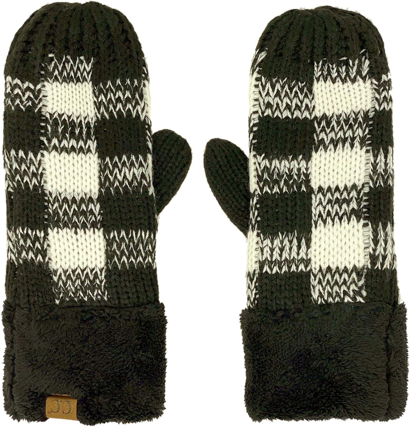CC Super Thick Fuzzy Fleeced Lined Warm Winter Knitted Mittens Gloves
