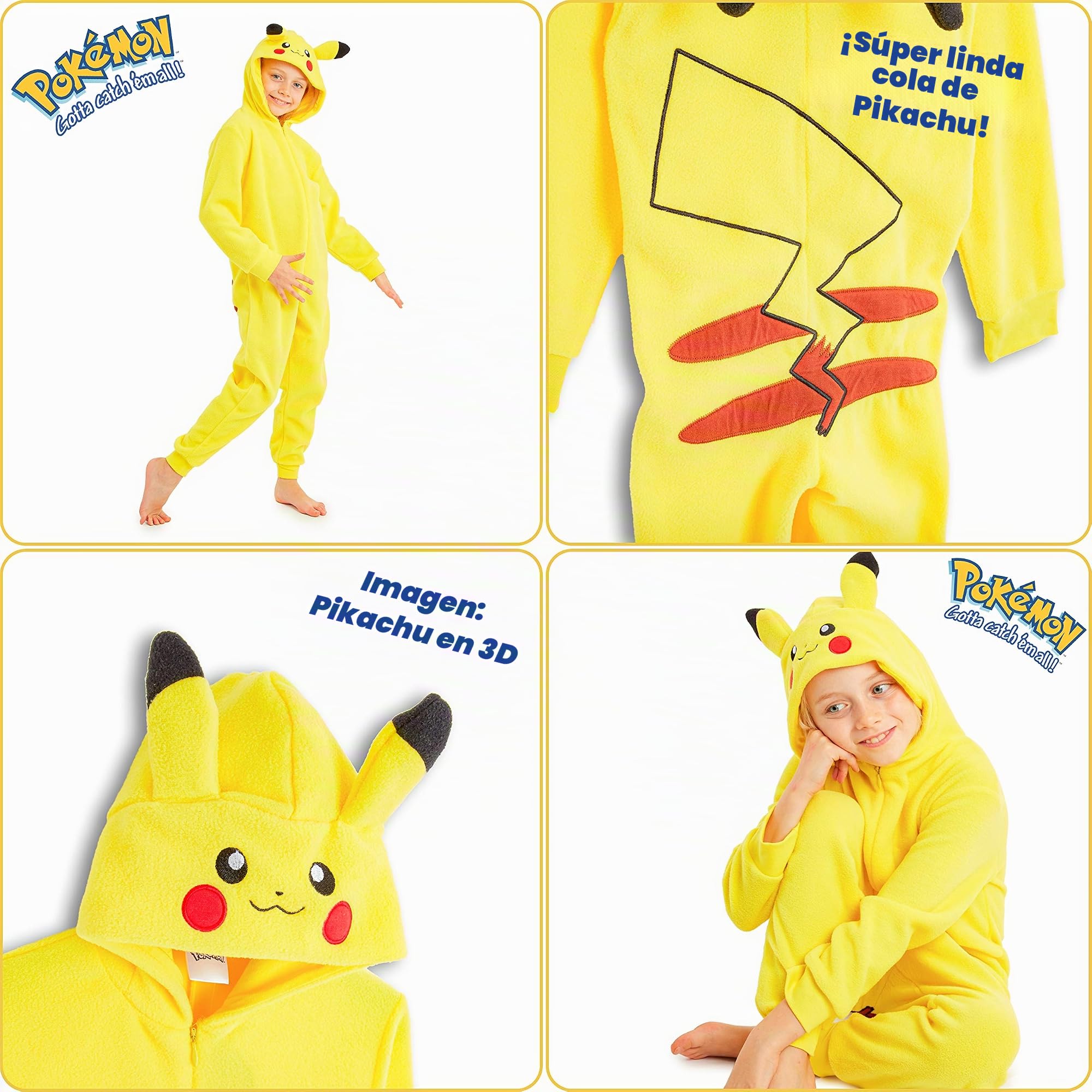 Pokémon Pijama Cuerpo Entero Niño y Adolescente con Capucha, Onesie Invierno Pikachu Gengar Snorlax, Monos de Dormir Niño Anime