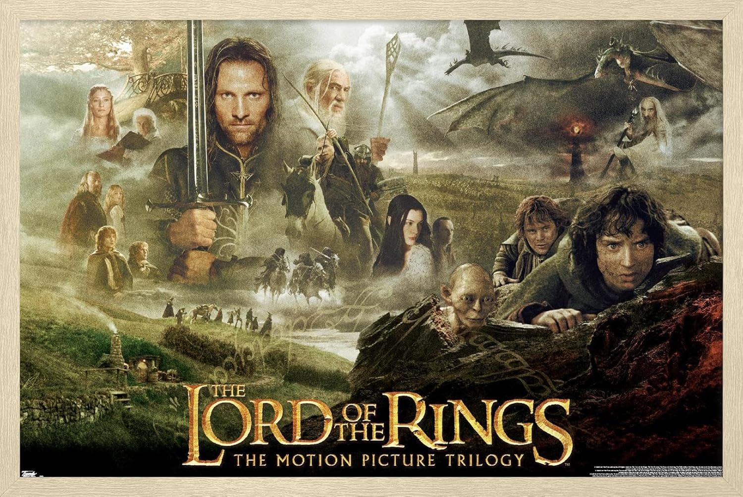 The Lord of the Rings: The Motion Picture Trilogy Wall Poster, 22.4L" x 14.7W", Black Framed Version