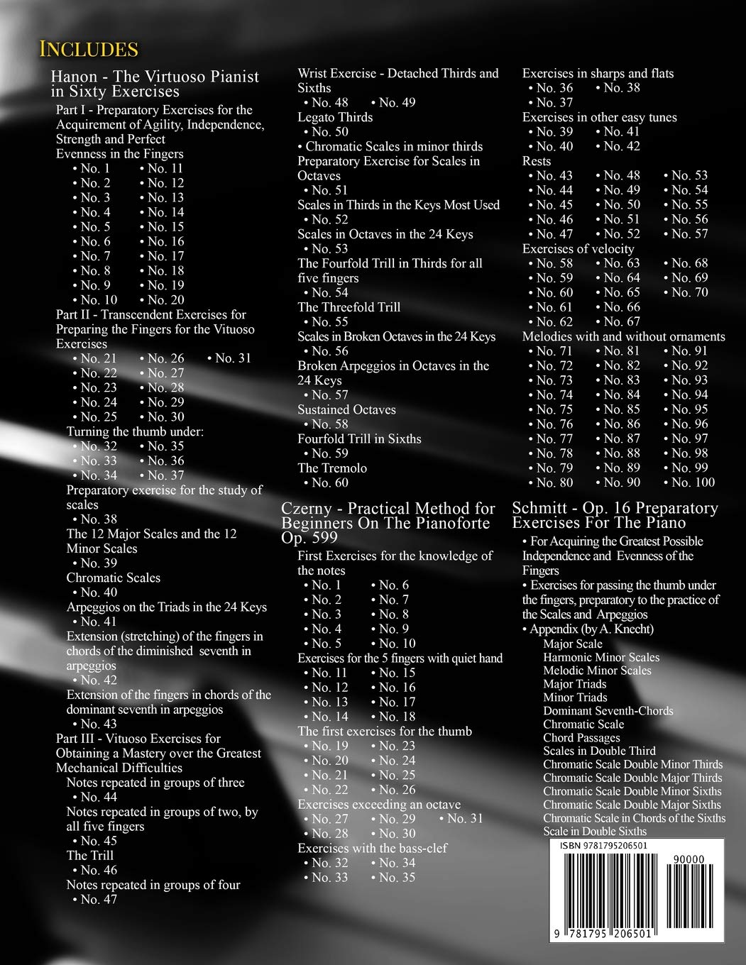 Hanon The Virtuoso Pianist in Sixty (60) Exercises, Czerny Practical Method for Beginners On The Pianoforte Op. 599, Schmitt Op. 16 Preparatory ... THREE COMPLETE PIANO TECHNIQUE BOOKS: 4