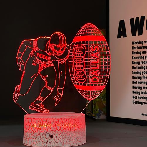 Miniatura 3 de Brigifits - Jugador de luz nocturna de fútbol de Texas, para niños, niñas, adolescentes, adultos, fanáticos de fútbol que cambia de color,