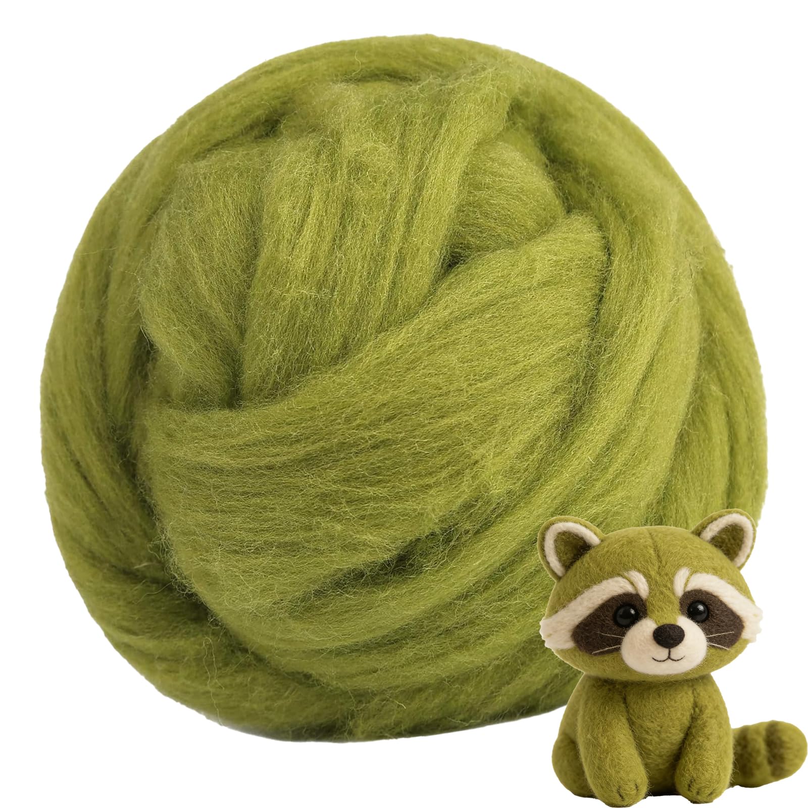 FYANER Felting Wool, Needle Felting Wool, 3.5oz Black Needle Felting Wool Roving for Needle Felting, Wet Felting, Spinning & Tapestry DIY (Fern Green)