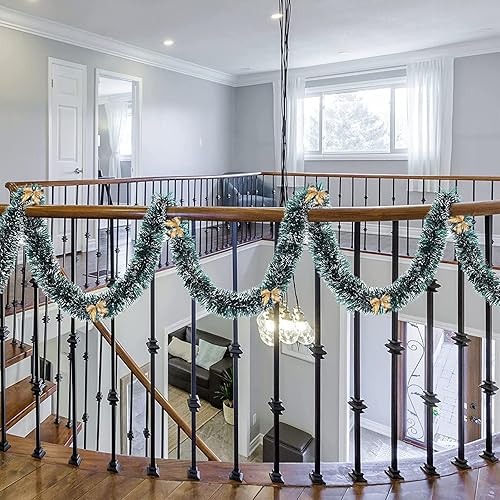 Miniatura 6 de Guirnalda de Navidad de 66 pies guirnalda de Navidad CandyFouse para barandillas de escaleras guirnalda de lazo para decoración de árbol en el hogar