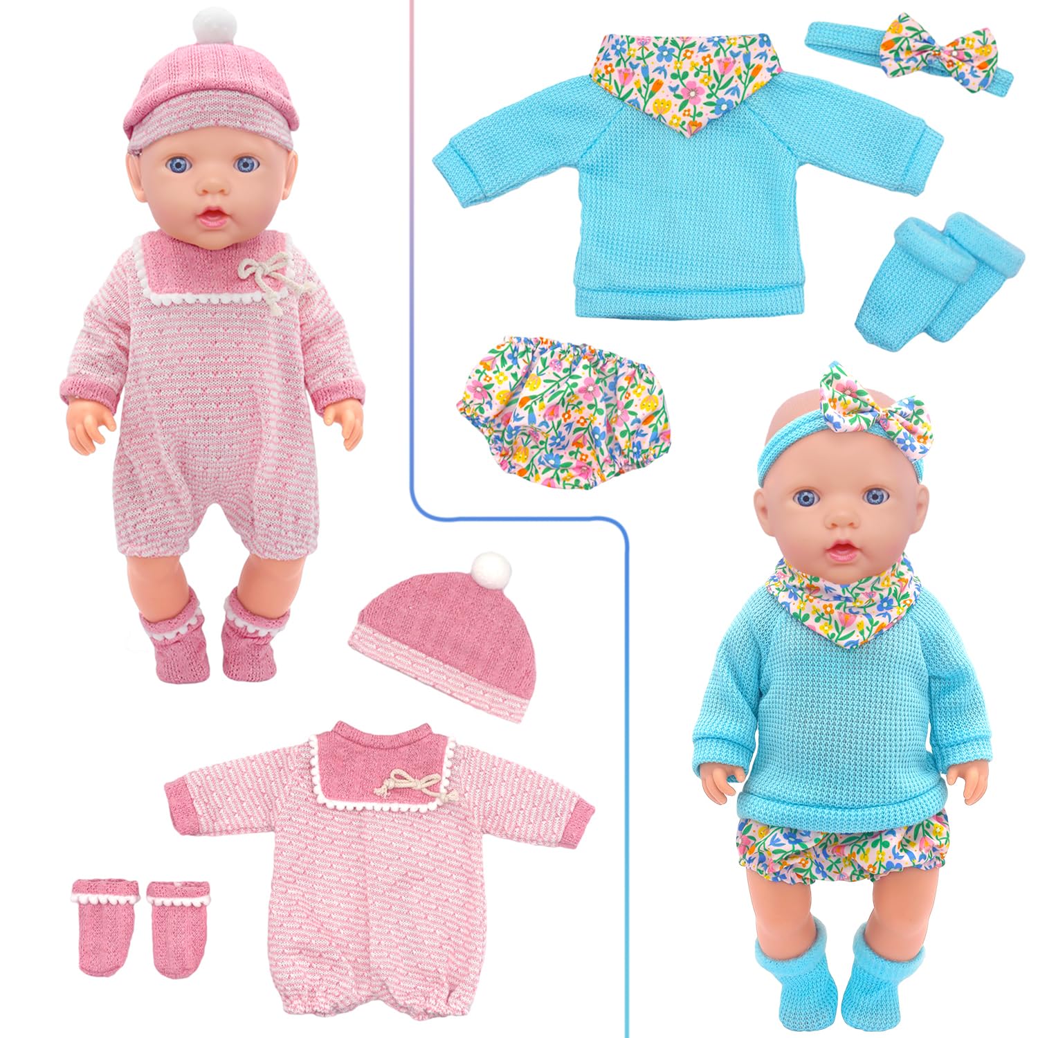 4 Sets Baby Doll Clothes For 14-18 Inch Dolls, 16 Inch Baby Doll Fashion Clothes Dresses And Accessories Outfits For New Born Baby Dollsno Doll - View #3