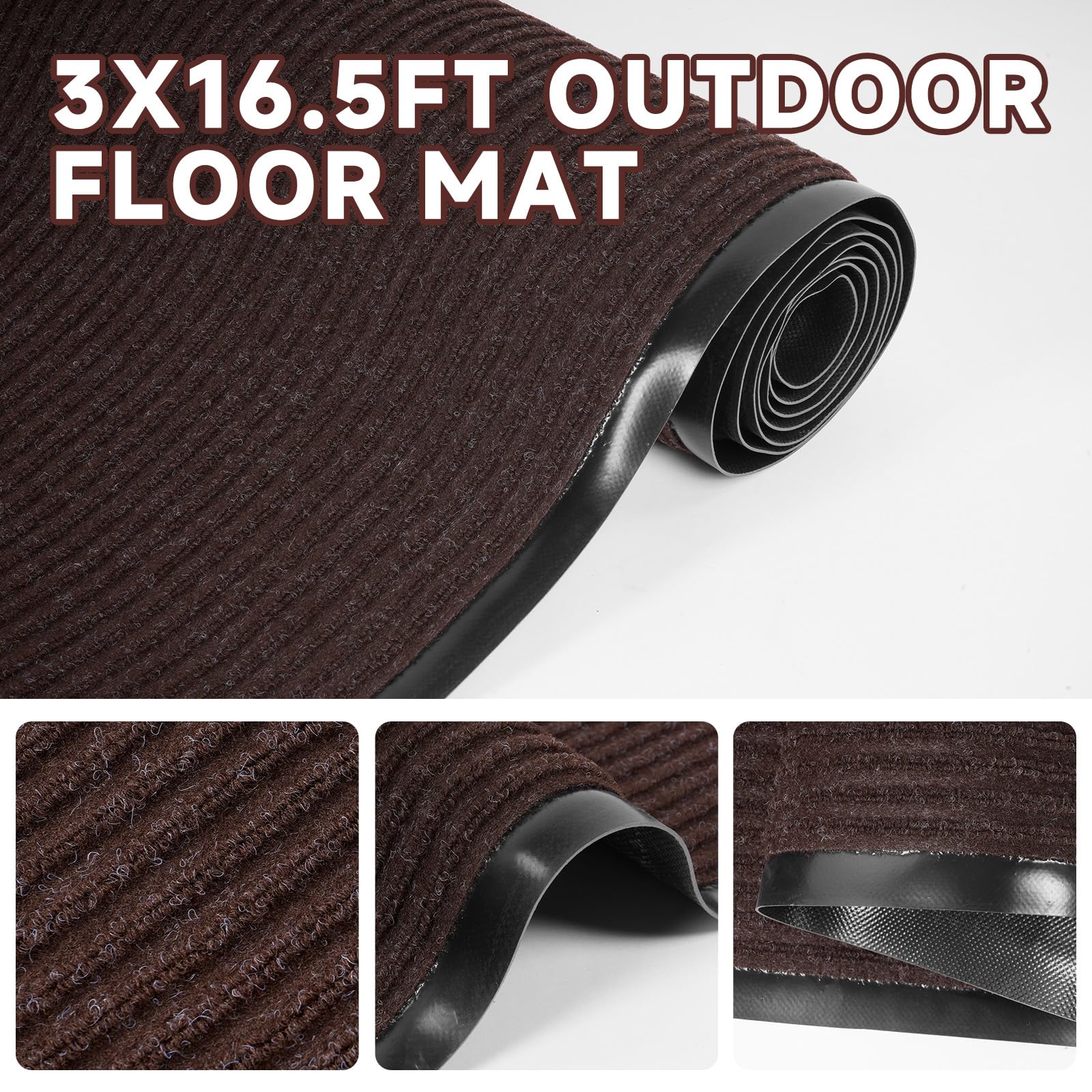 Commercial Floor Mat 3'x16'5'' - Brown Runner -4