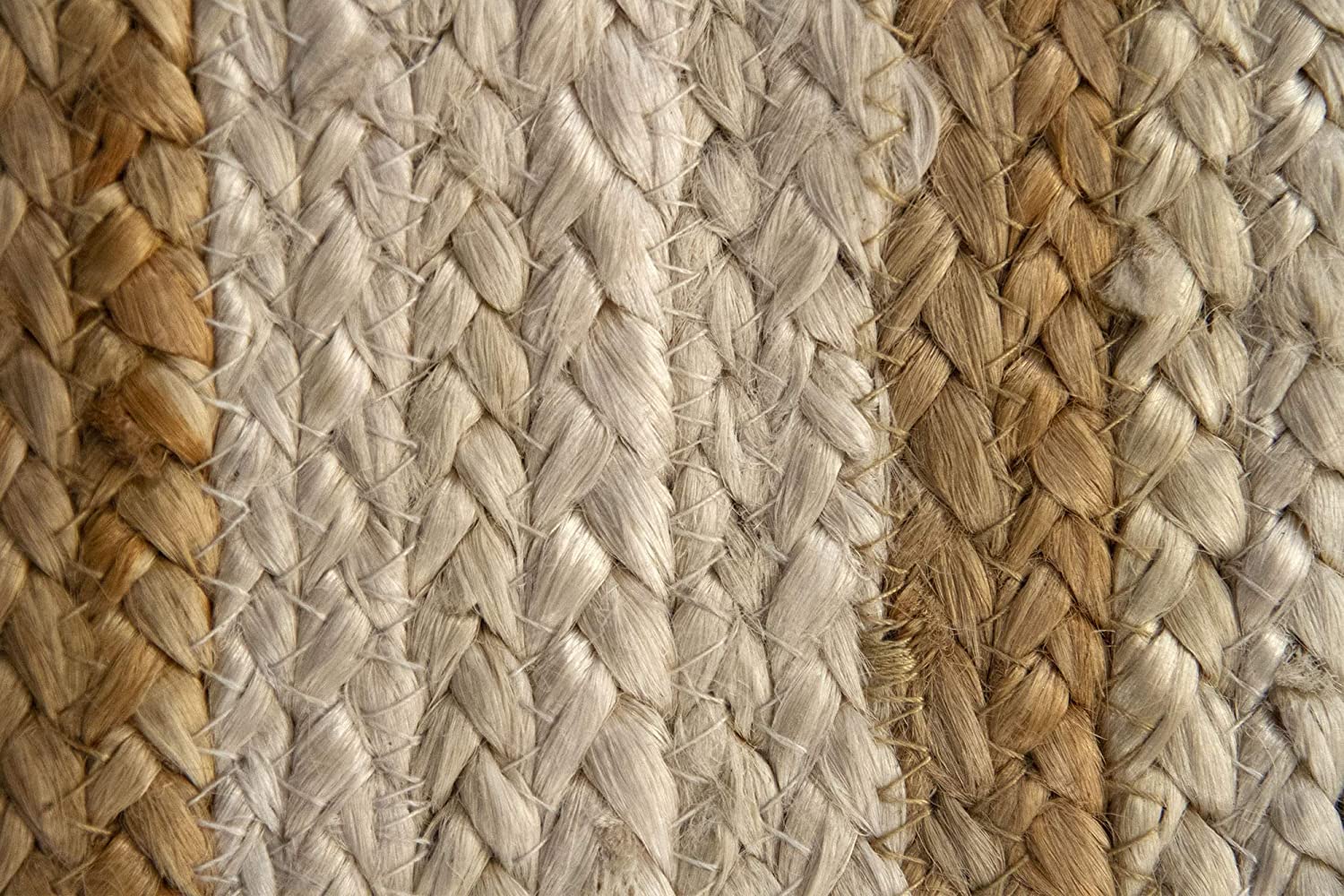 Tapis carré en Jute avec Lignes Blanches pour Salon (150 x 150 cm)