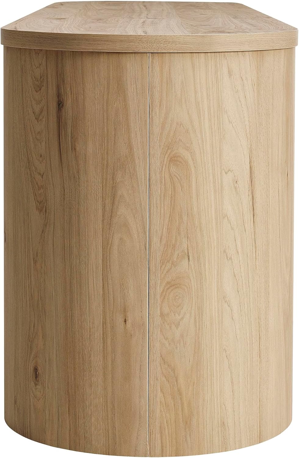 Modway Duval 71 Inch Oval TV Stand in Light Oak – Low Profile Mid Century Modern Media Cabinet - Living Room Entertainment Center with Storage