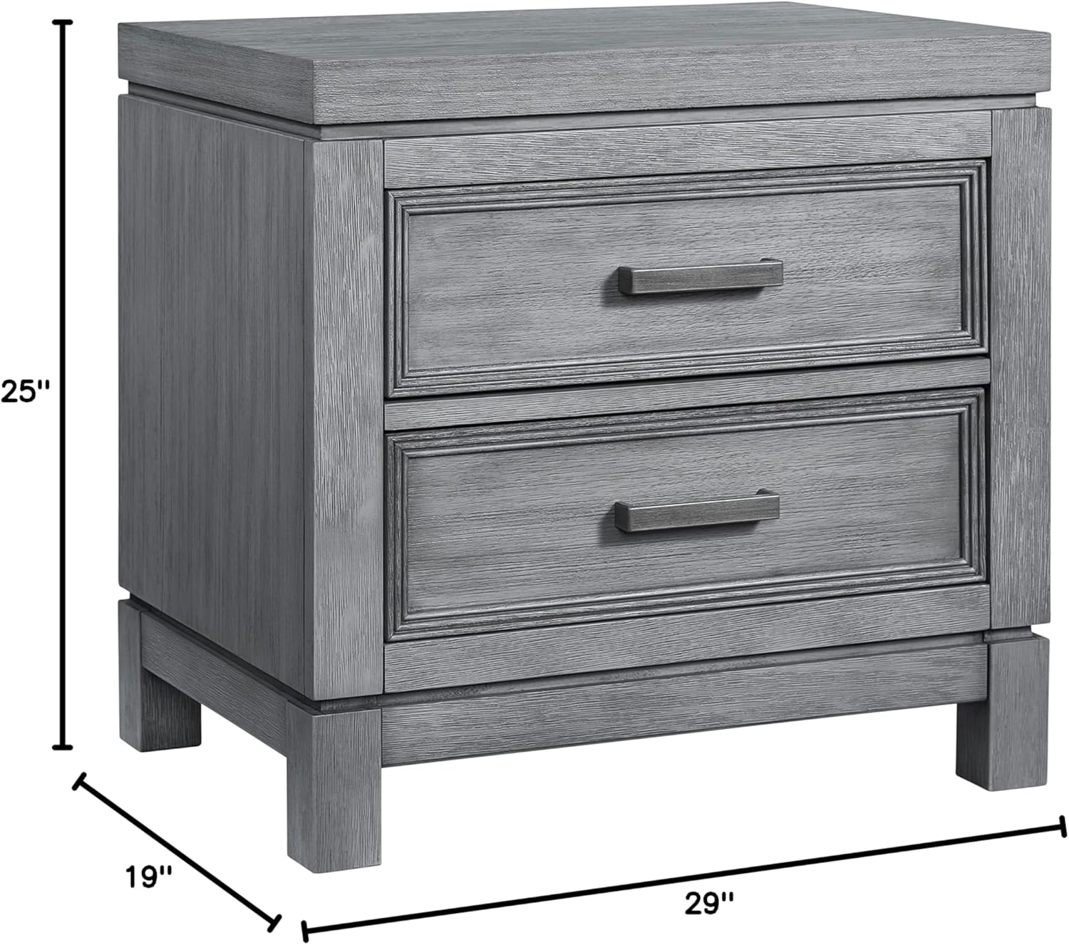 Soho Baby Manchester Premium Soft Closing 2-Drawer Nightstand, Rustic Gray