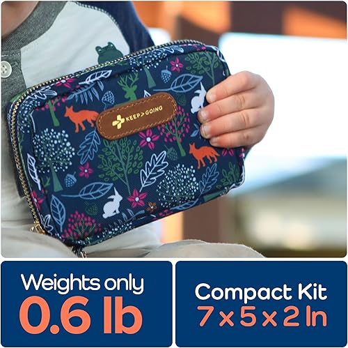 Vista 6 de KEEP>GOING - Kit infantil de primeros auxilios, para viajes, 130 piezas, botiquín para automóvil, hogar, bolso, pañalera, apósitos sin látex