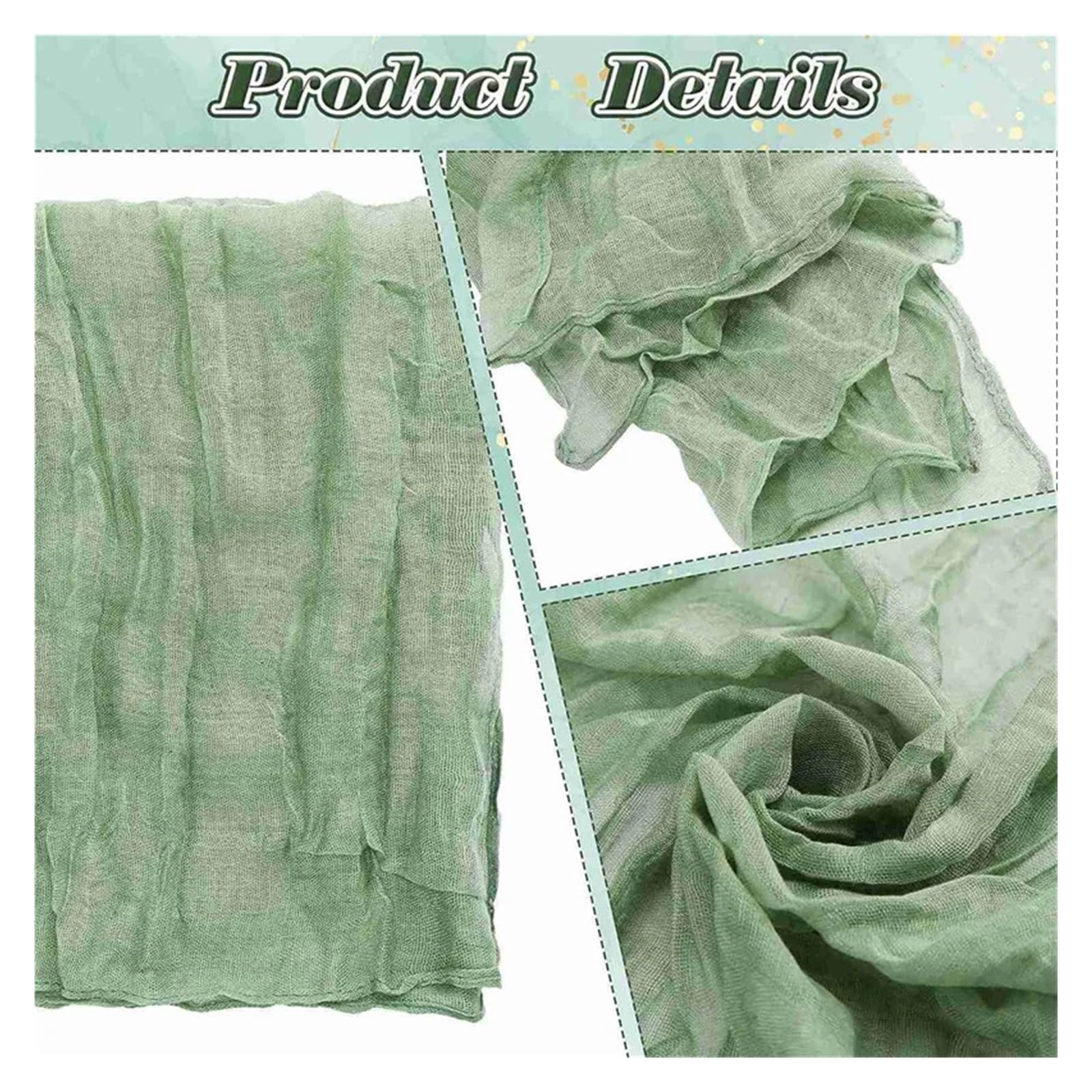 Servilletas de Muselina Servilletas de Gasa estopilla Arrugadas, servilletas Mesa, Tela Decorativas (Verde, 36 Paquetes)