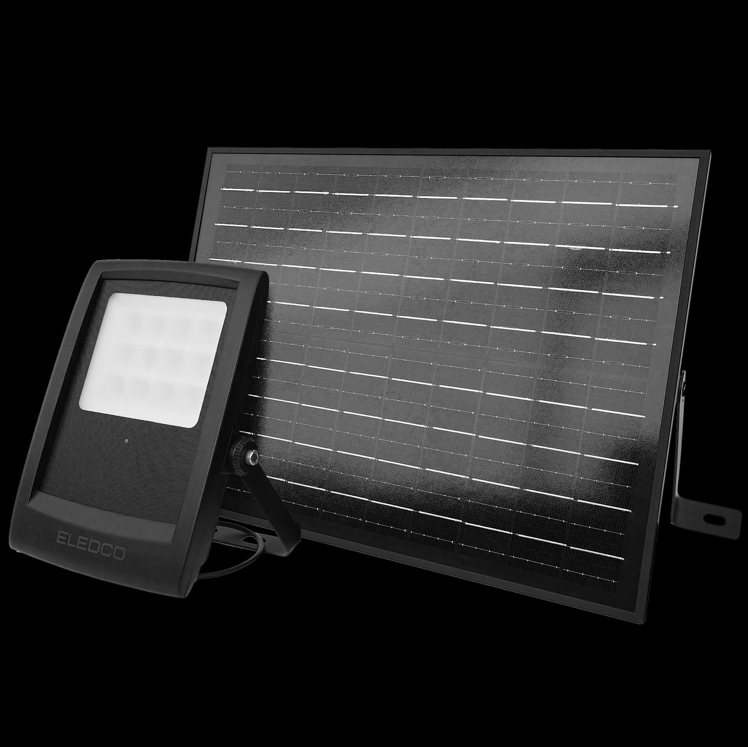 Foco Solar 100W Exterior, Luces Solares LED Modelo All-Black, Lámpara Solar con Mando a Distancia, Sensor de Movimiento, Sensor Crepuscular, Luz Cálida 3000K