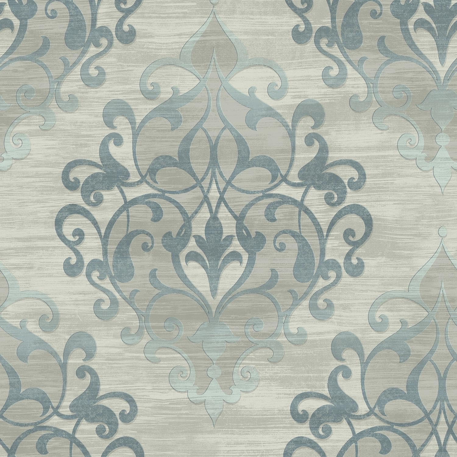Yöl Navy Glitter Damask Wallpaper - Classic Traditional Shimmer Metallic Effect - Acrylic Coated Paper Stylish Feature Wall